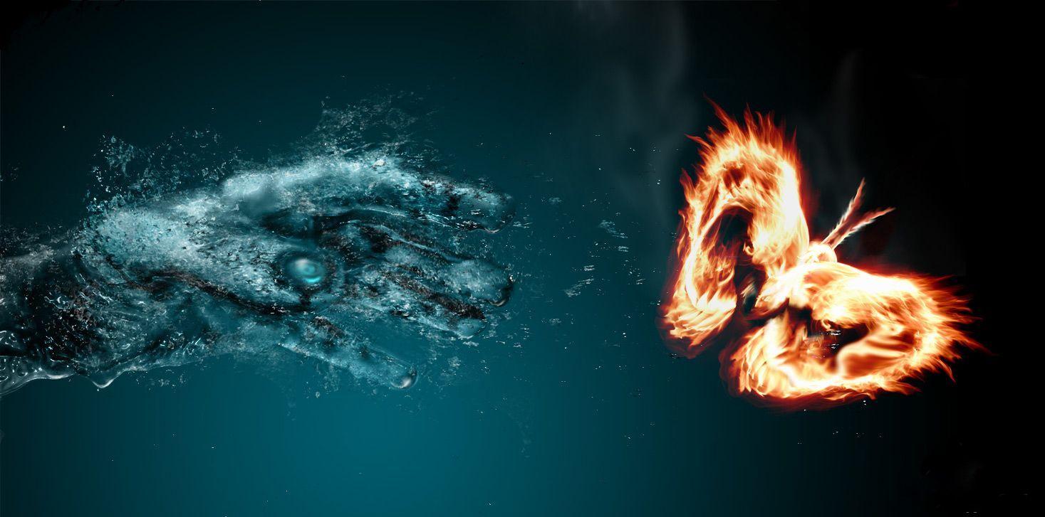 1467x727 Love Fire & Water HD Wallpaper