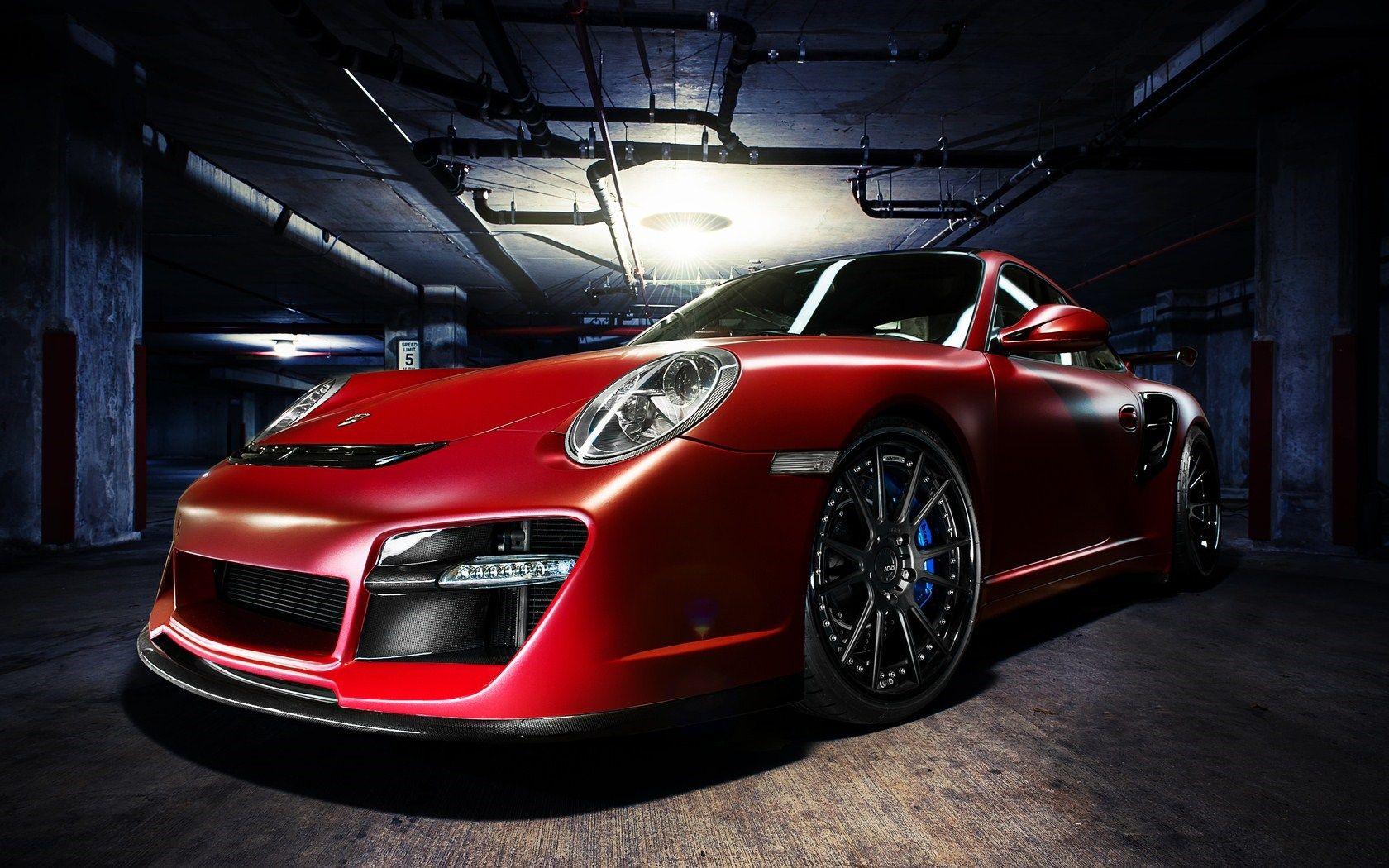 1680x1050 Porsche 911 Turbo Red Car Garage Photo