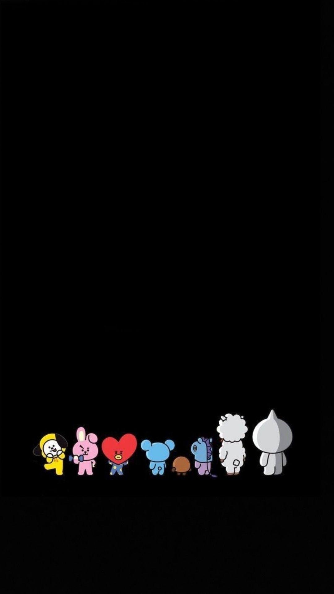 1080x1920 Black Aesthetic BT21 Wallpaper