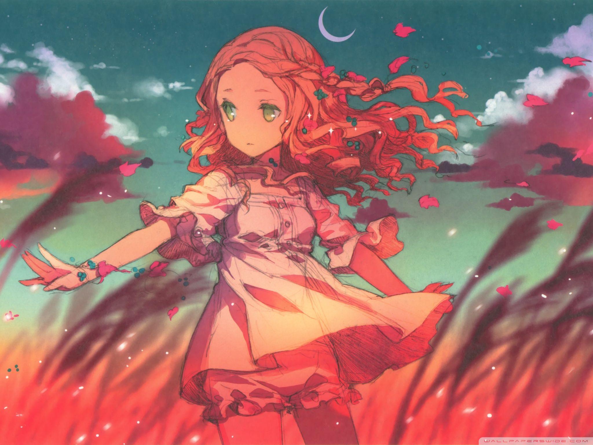2048x1536 Anime Girl In The Wind Ultra HD Desktop Background Wallpaper for 4K UHD TV : Widescreen & UltraWide Desktop & Laptop