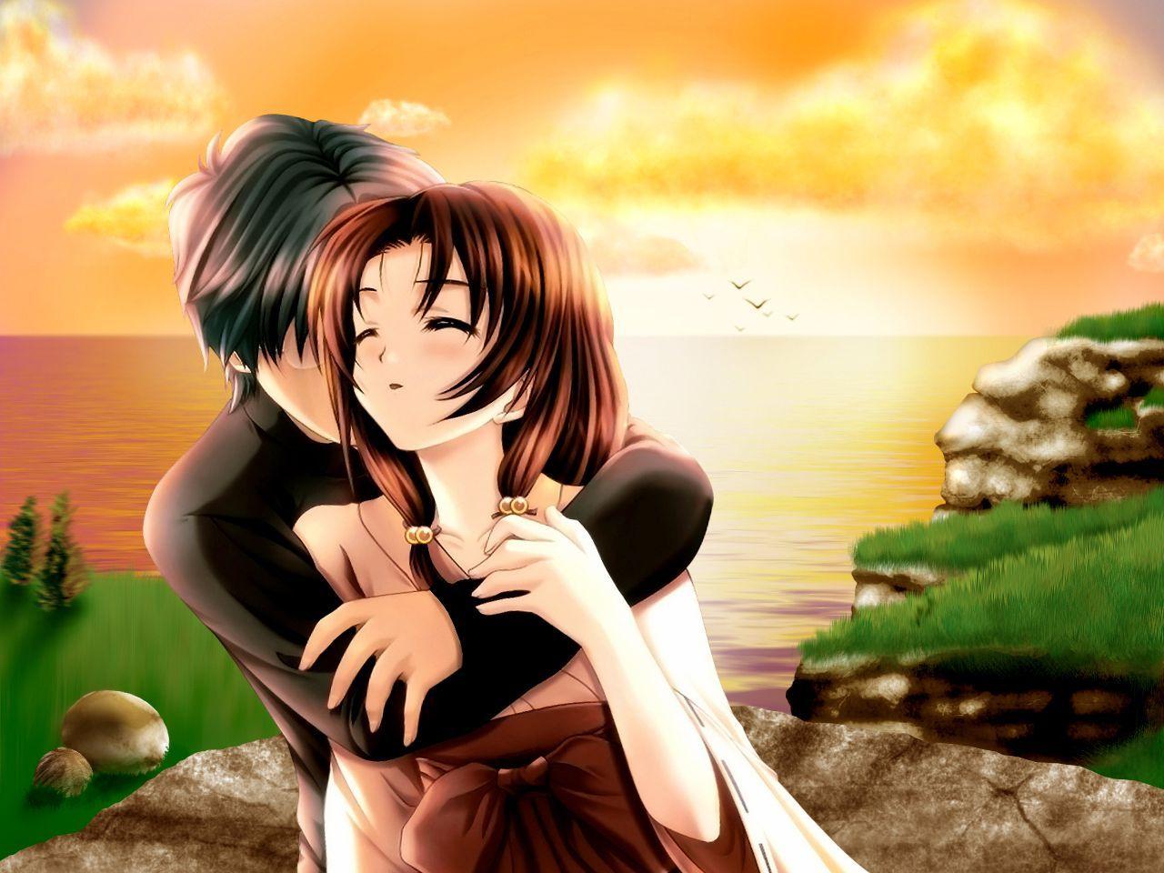 cute cartoon love couple wallpaper