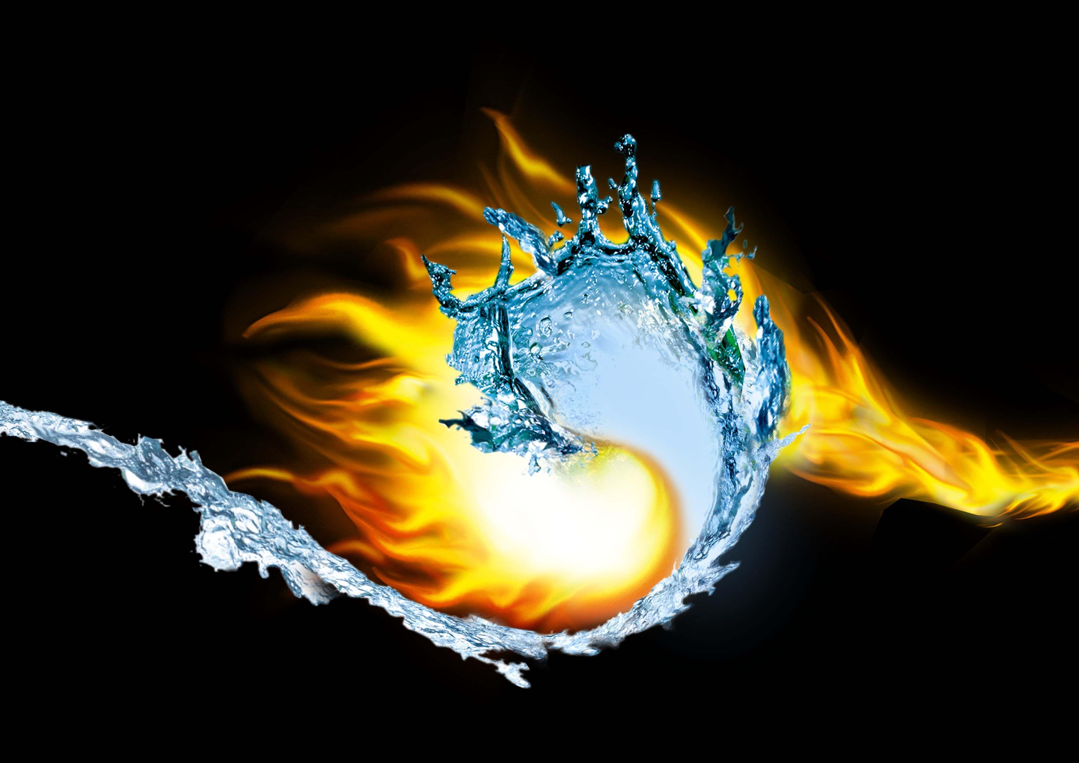 3508x2480 Fire And Water HD Wallpaper