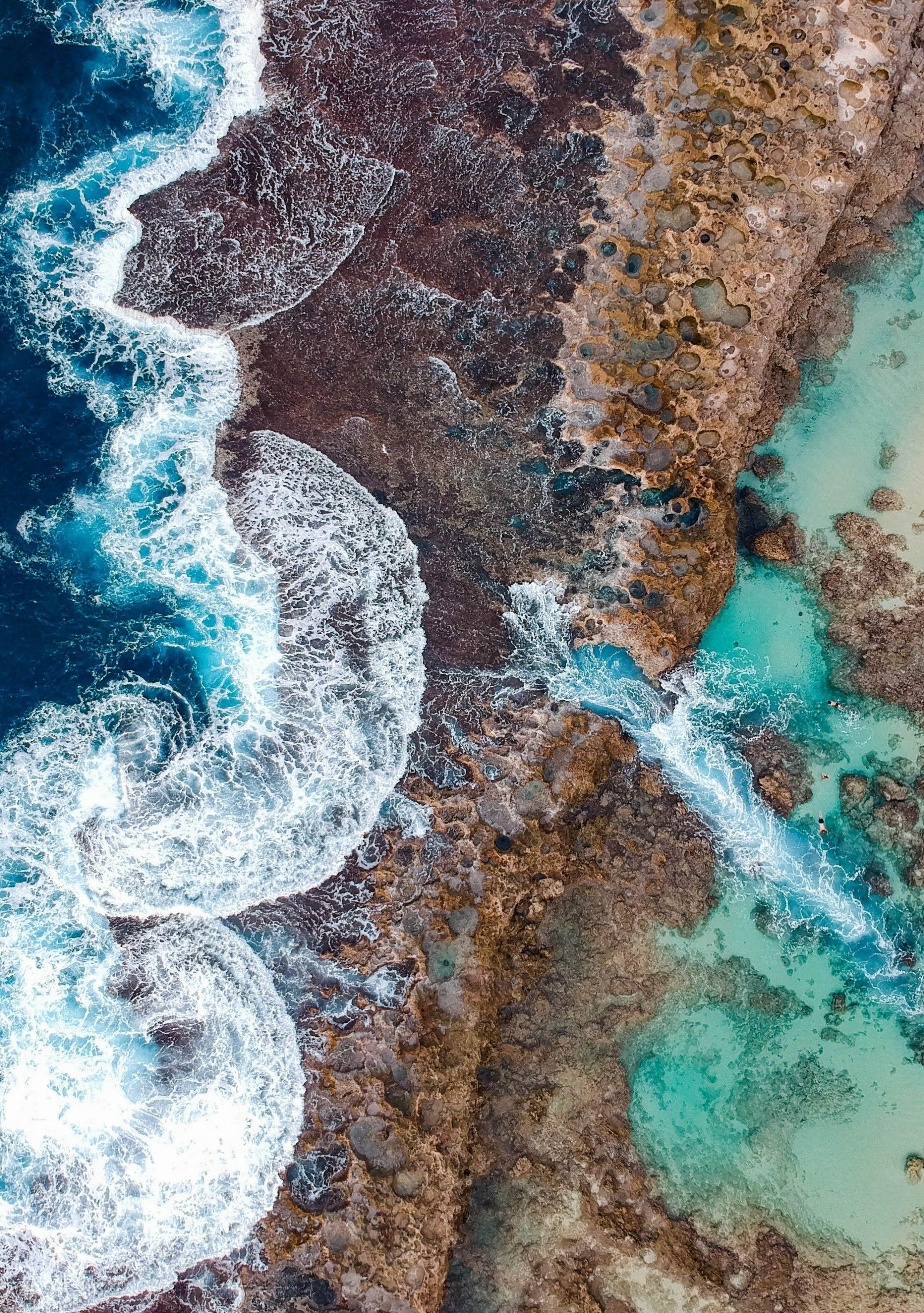 2079x2953 Download 2079x2953 Beach, Waves, Ocean, Hawaii, People, Bird's Eye View Wallpaper