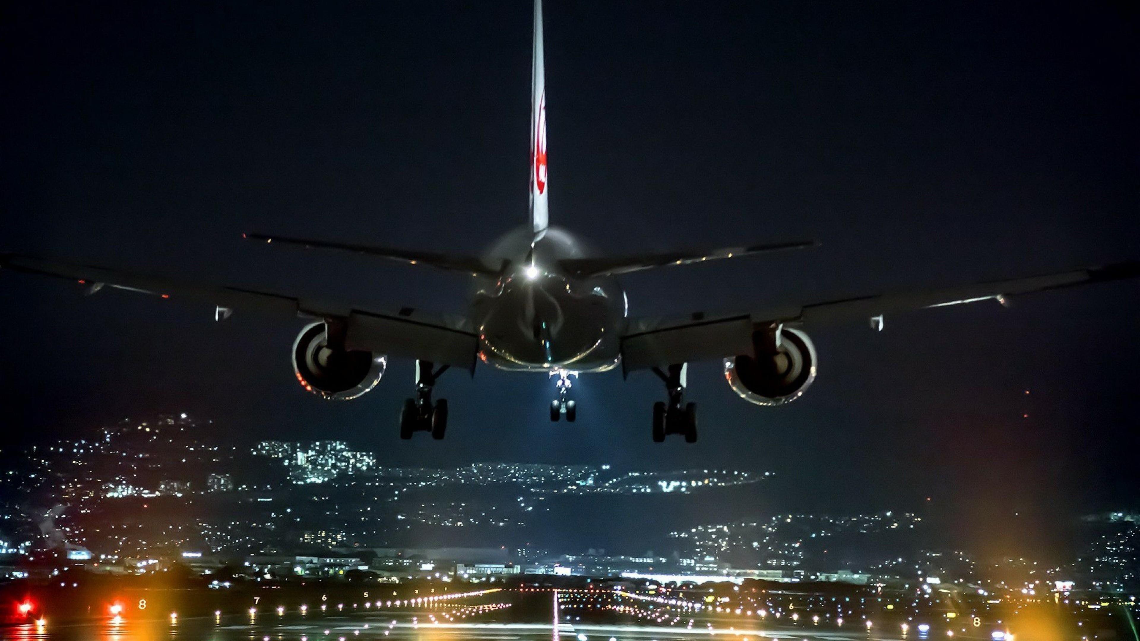 3840x2160 airplane #night #flight #airline air travel #aviation #airliner #sky # landing #aircraft #airbus K. Air travel, iPhone wallpaper inspirational, Travel wallpaper