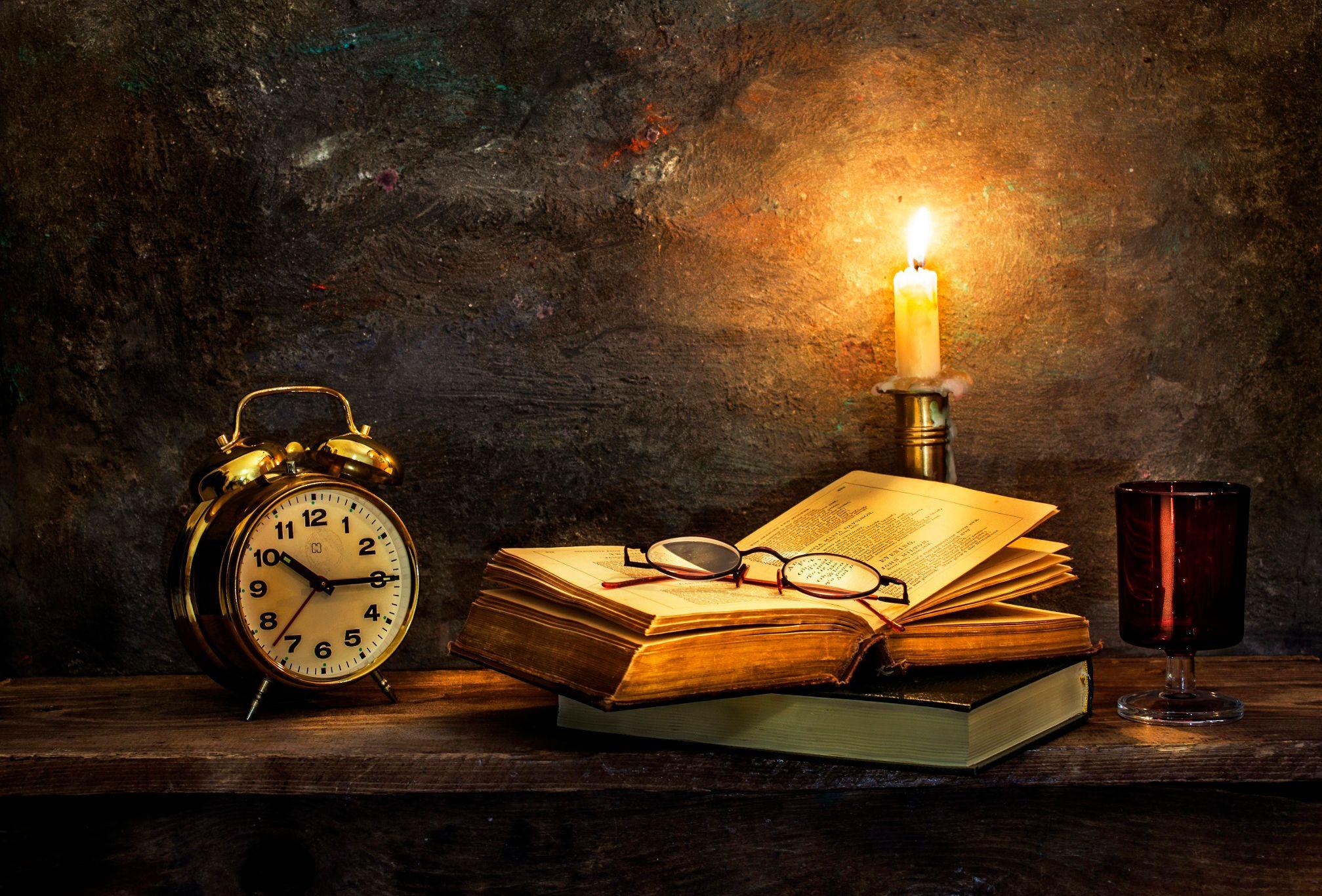 2015x1366 candle, light, still life, books wallpaper