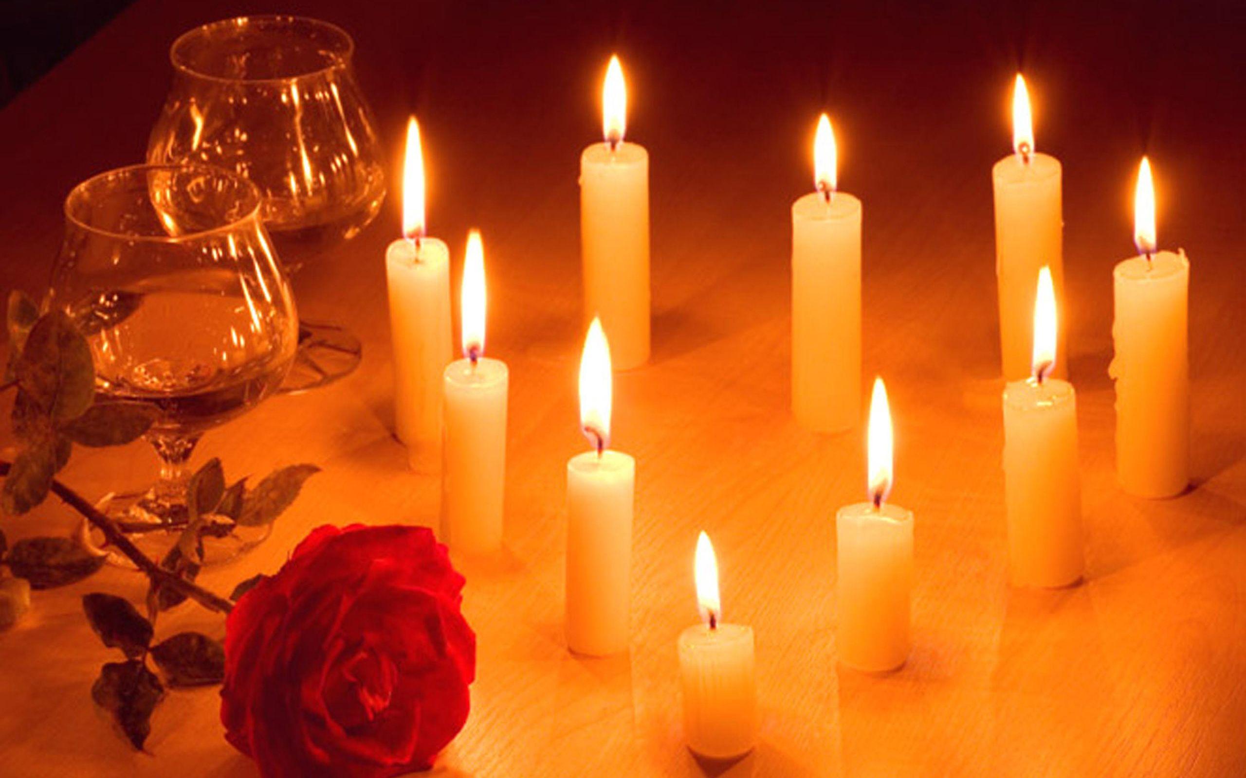 2560x1600 Romantic Candle Light Red Rose Flower HD Wallpaper 2560x1600 :