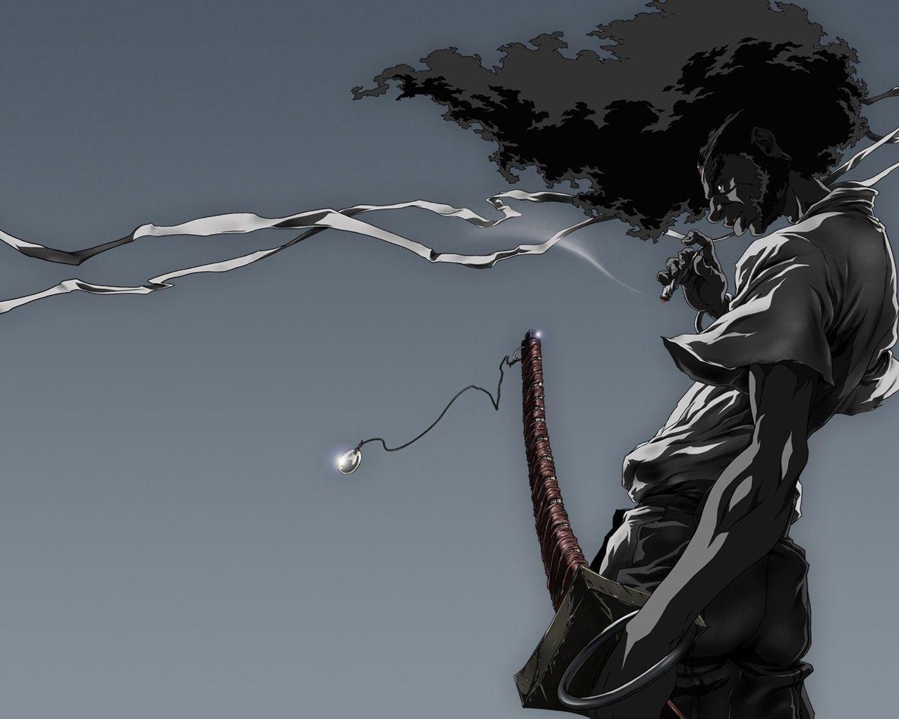 1280x1024 samurai, Afro Samurai, anime, cigarettes wallpaper