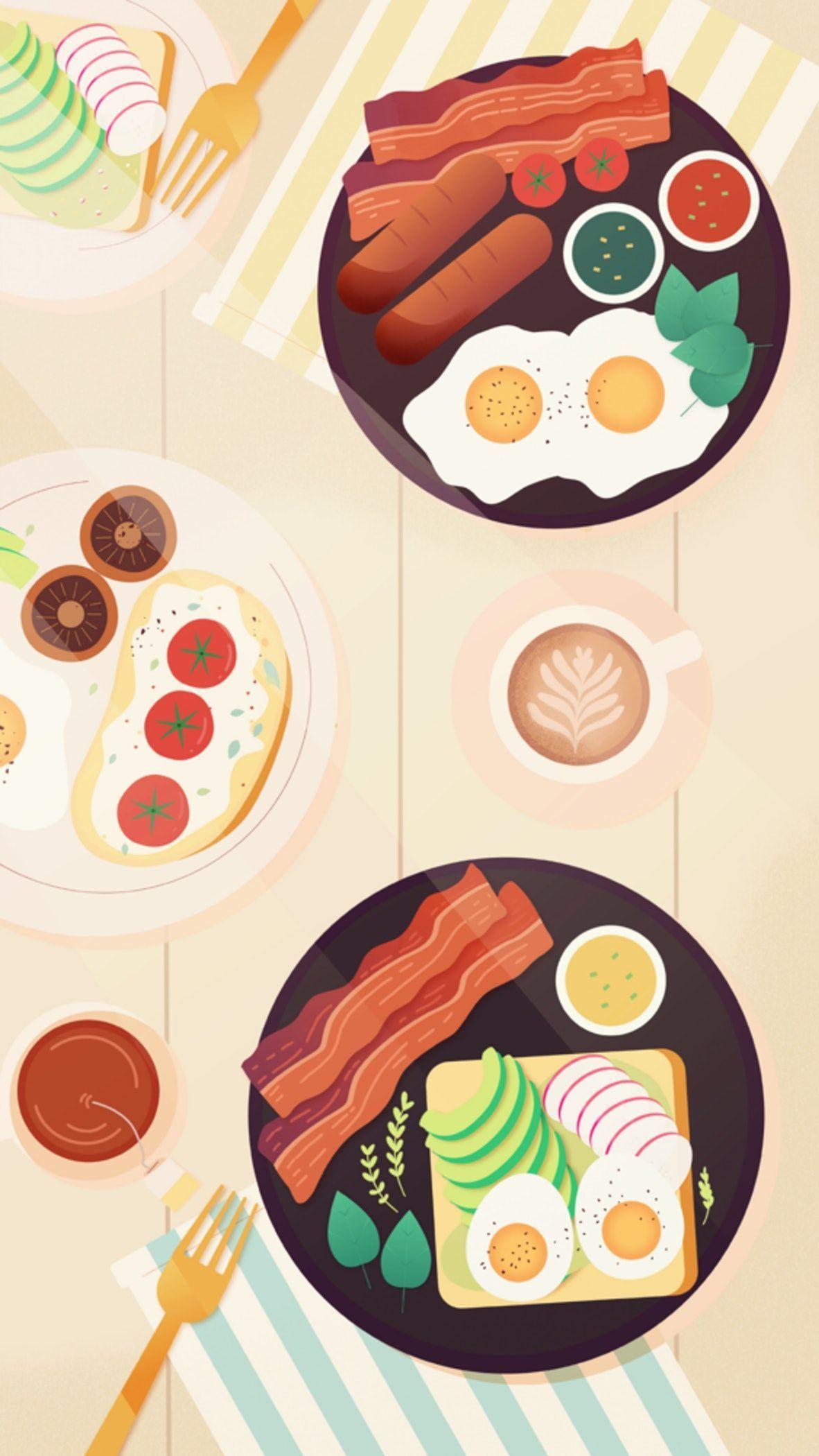 1182x2100 Breakfast & brunch by artist Adrianne Walujo. Ilustrasi digital, Ilustrasi, Ilustrasi lucu
