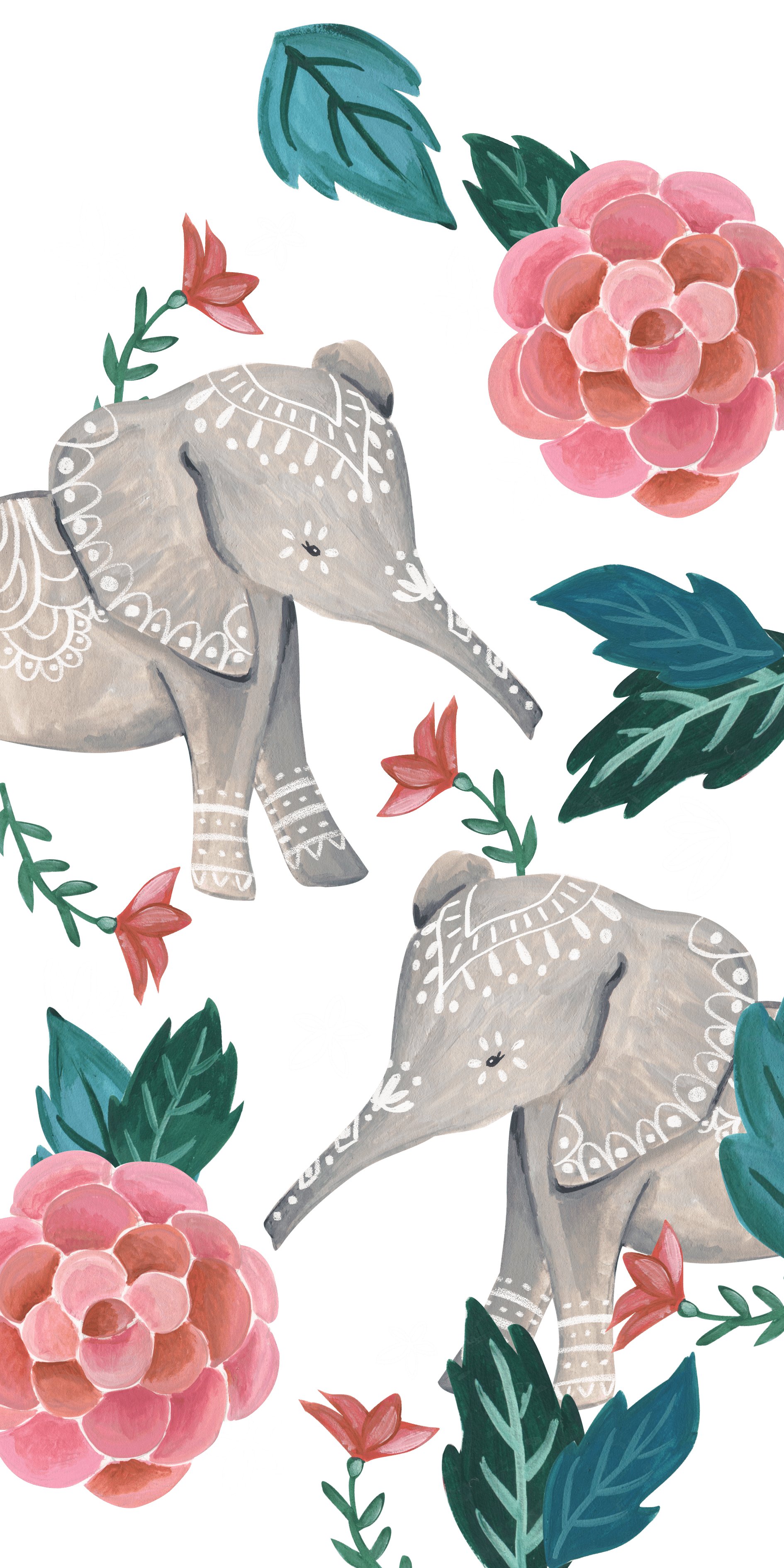 1890x3780 Rose Gold Baby Elephant Wallpaper For iPhone