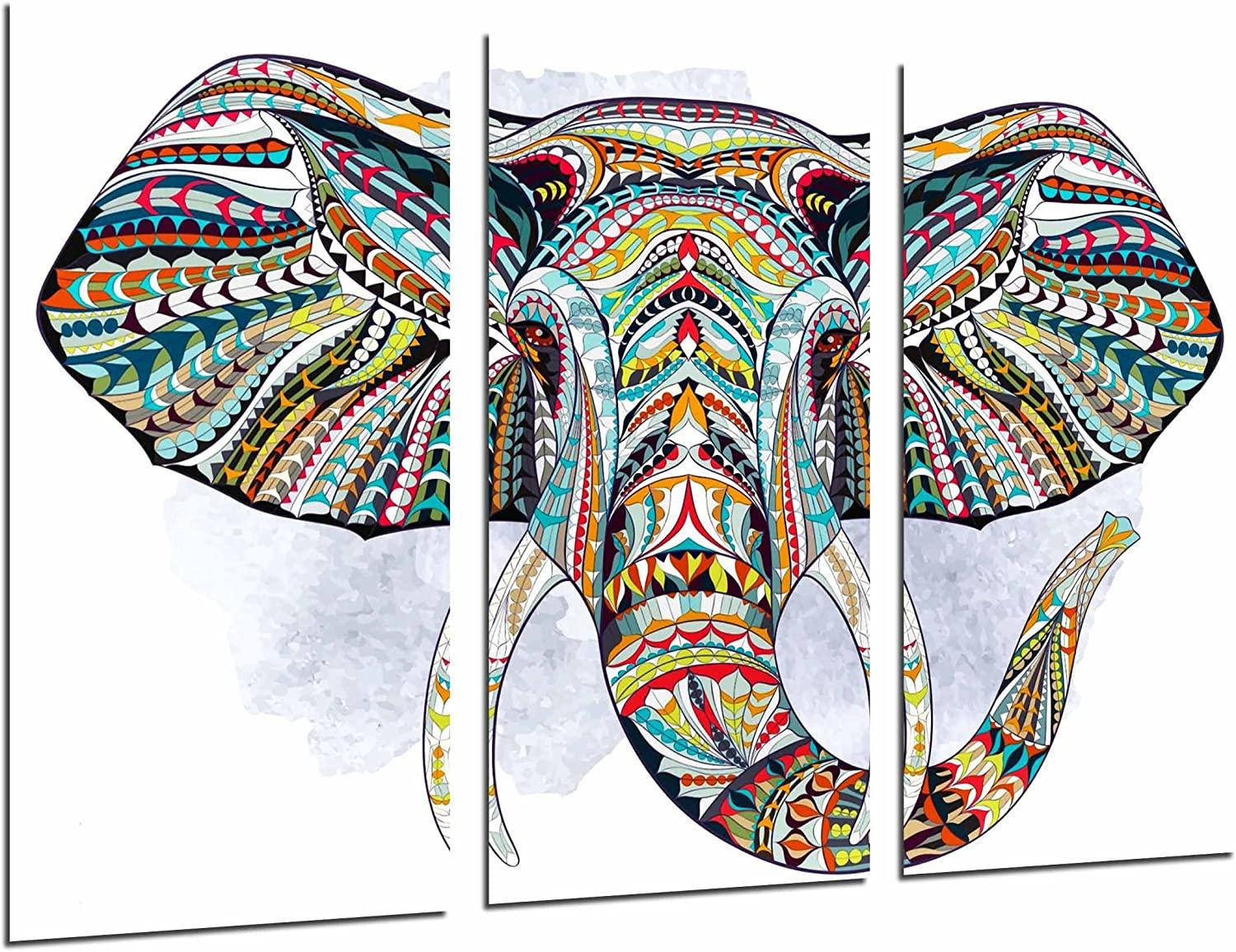 1500x1155 MULTI Wood Printings Art Print Box Framed Picture Wall Hanging Mandala Animal Elephant, Wallpaper White, (Total Size: 2 x 4), And Ready To Hang.: Home