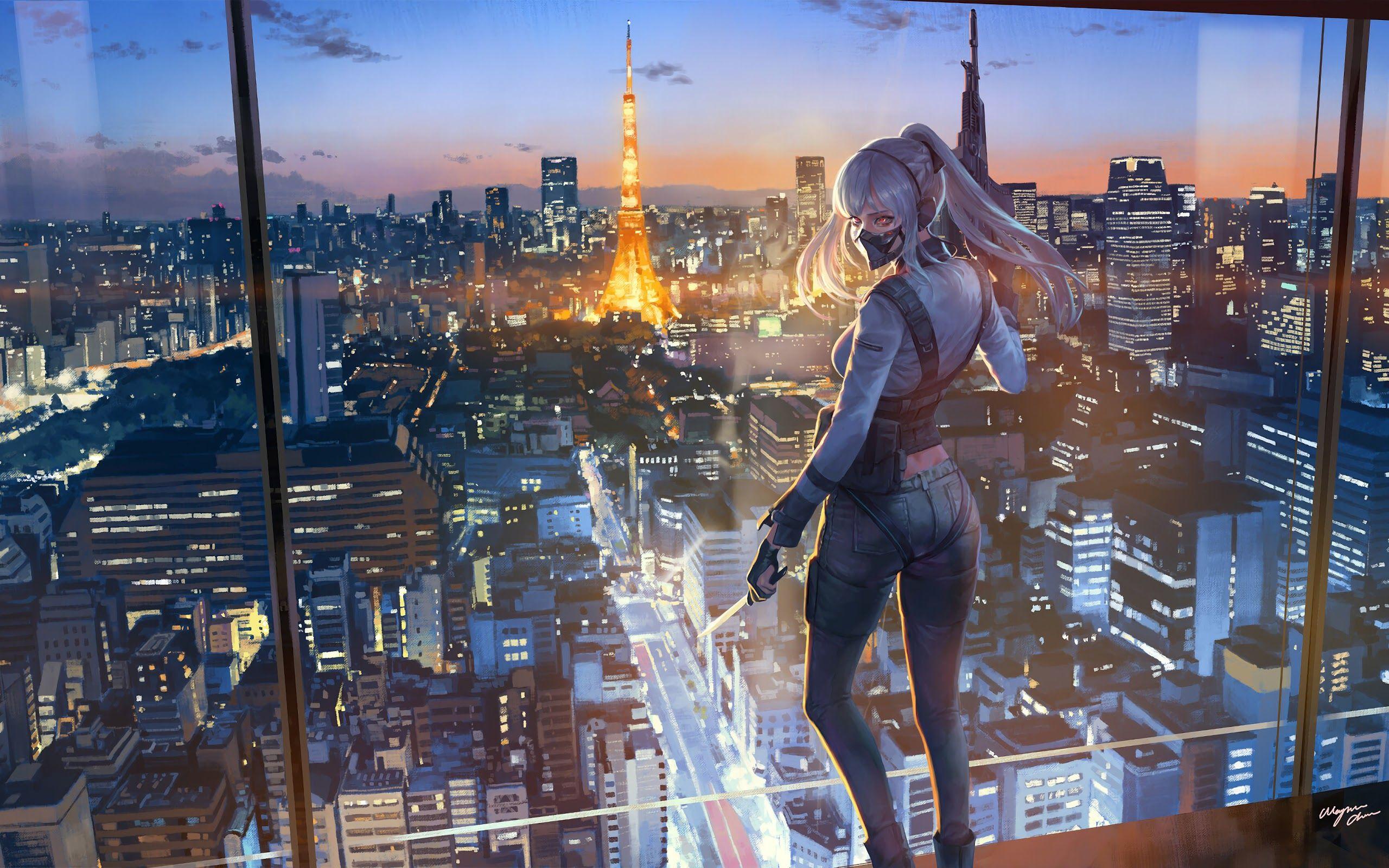 2560x1600 Anime City Wallpaper 4k