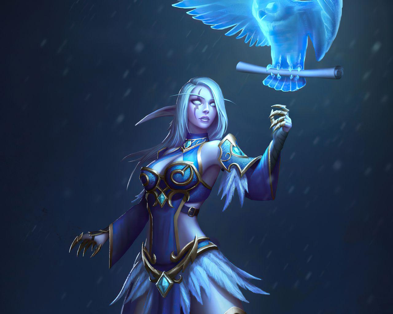 1280x1024 Night Elf Priest Art Wallpaper & Background Download