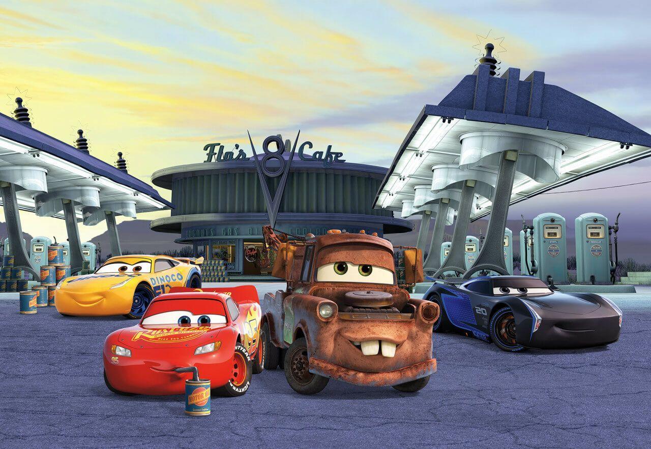 1280x884 Kids room wall mural WALLPAPER Disney Cars 3 station boy's bedroom photo decor