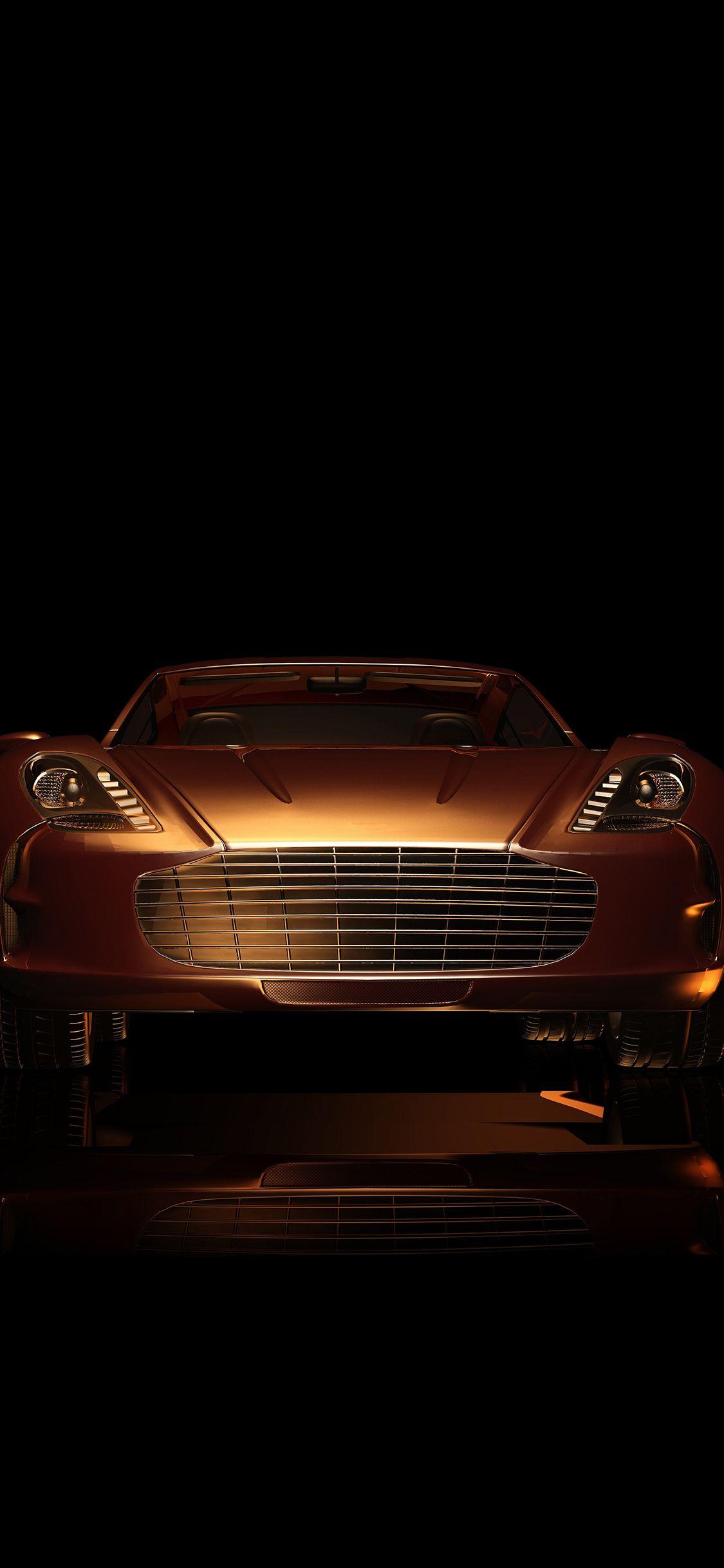 1125x2436 iPhone X wallpaper. dark sportscar gold art illustration