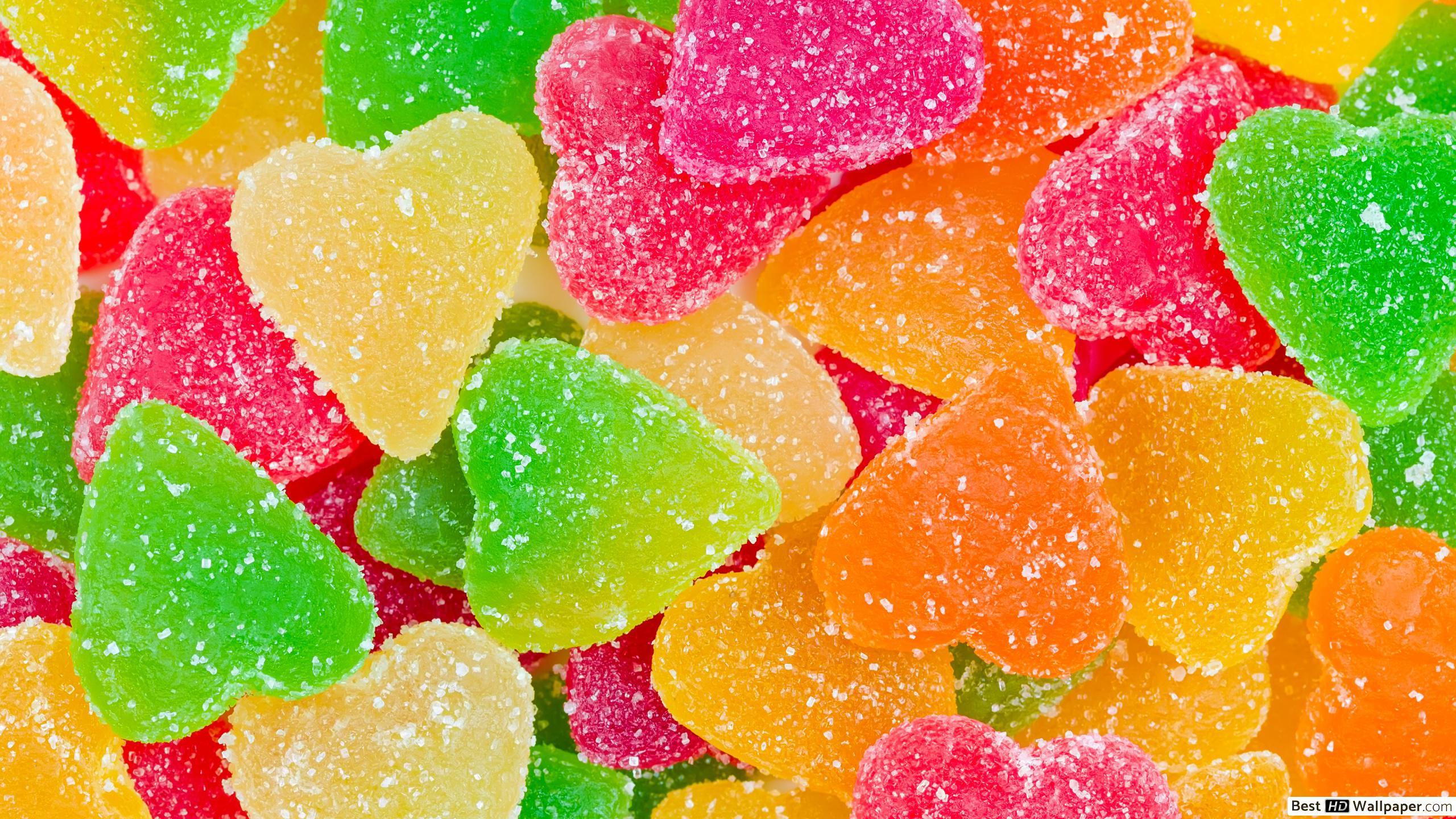 2560x1440 Valentine's day heart marmalade candies HD wallpaper download