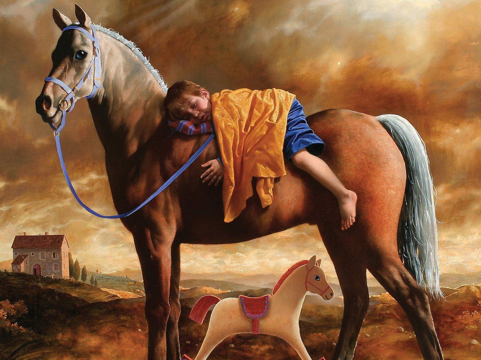 1600x1200 child on horse wallpaper