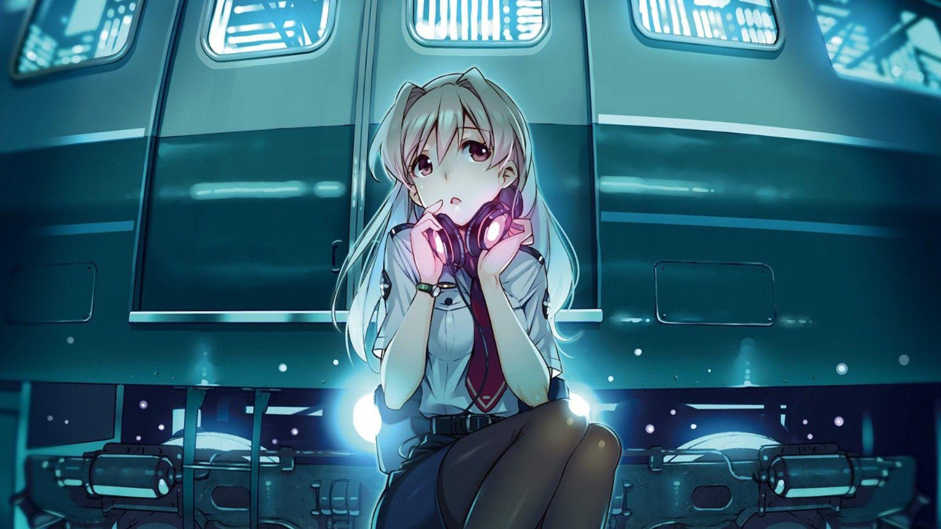 1920x1080 Headphones Girl Simple Background Anime Girls Fresh Headphones Wallpaper HD