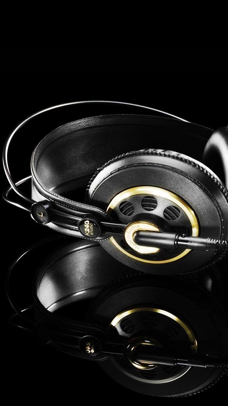 750x1334 Studio Headphones Black Gold iPhone 8 Wallpaper Free Download