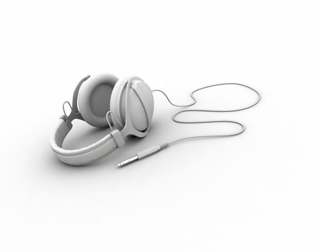 1280x1024 White Headphones With Black Background HD