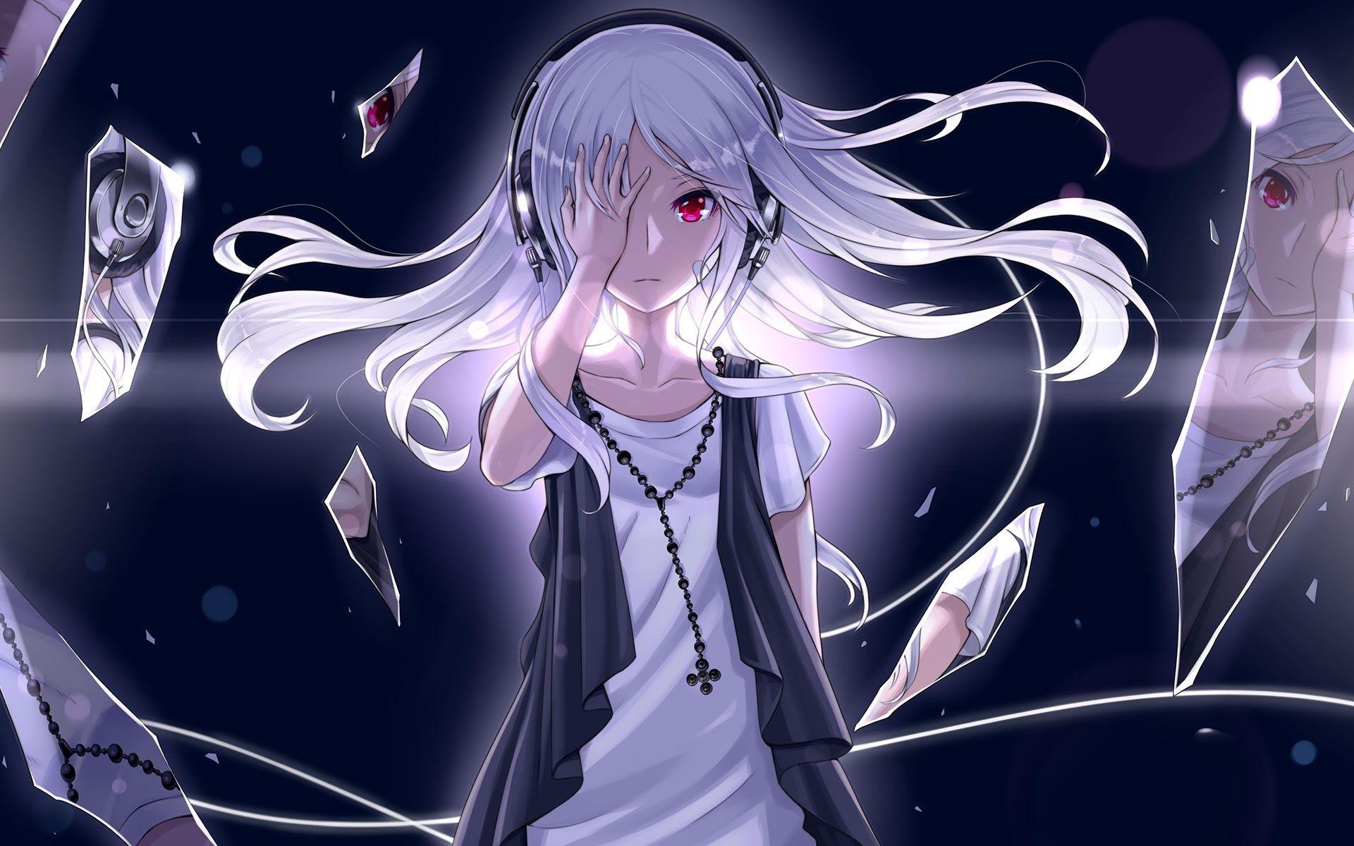 1920x1200 Anime Girl with Headphones Music Wallpaper .