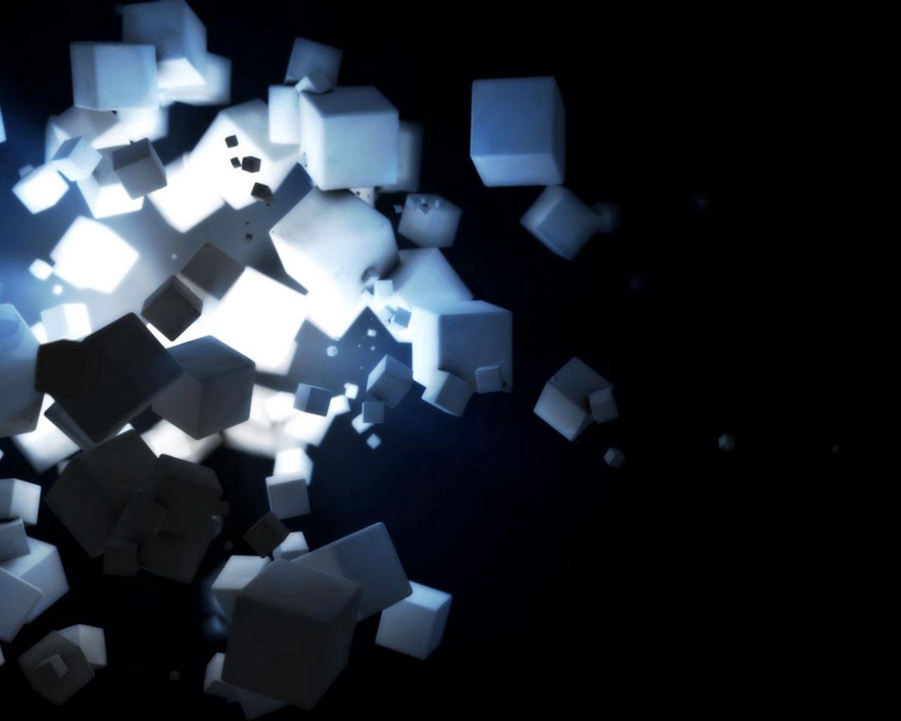 1280x1024 Download wallpaper 1280x1024 3D, blue, square, black standard 5:4 HD background