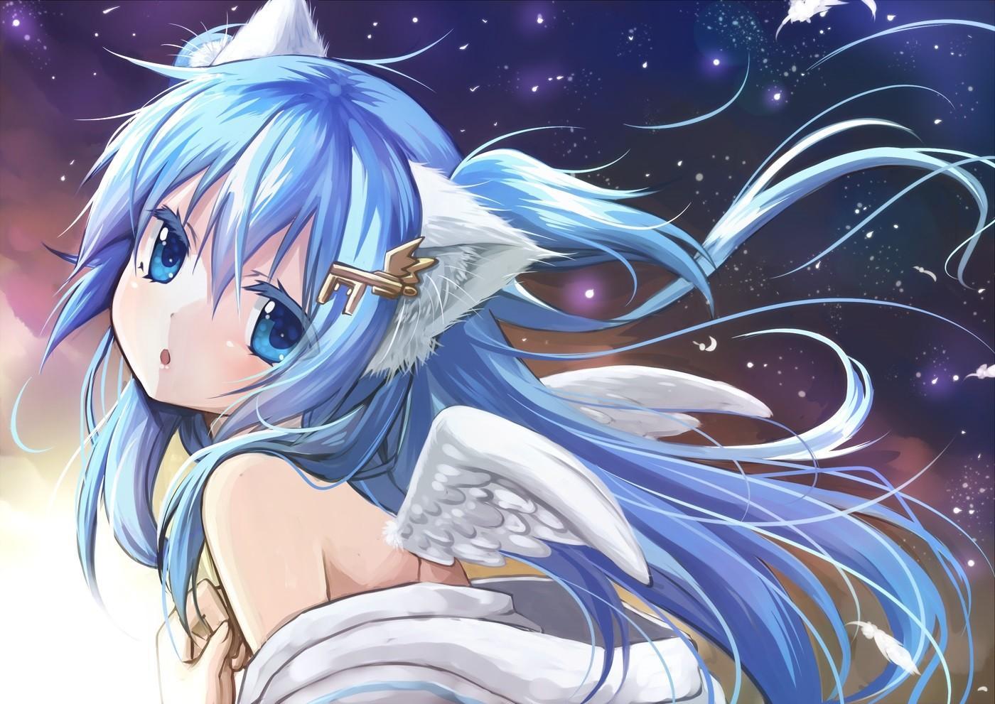 light blue hair anime girl