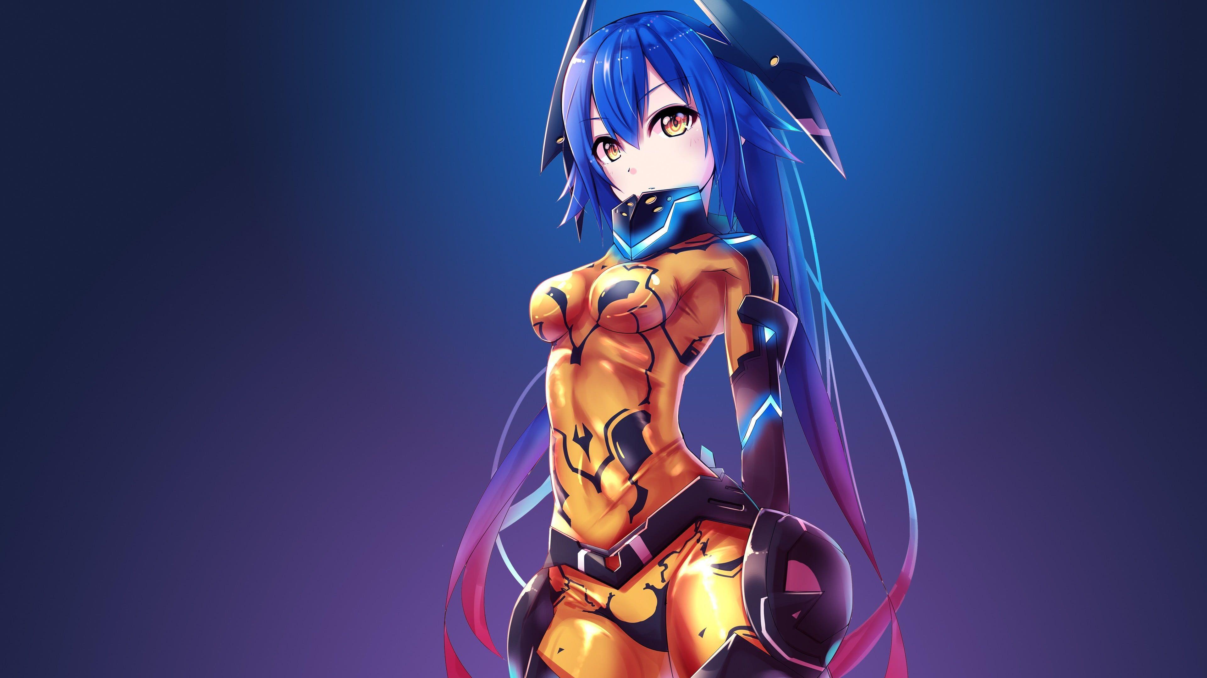 3840x2160 Blue Haired Female Anime Character Illustration #anime Anime Girls Phantasy Star Online 2 #body. Phantasy Star Online HD Anime Wallpaper, Phantasy Star Online