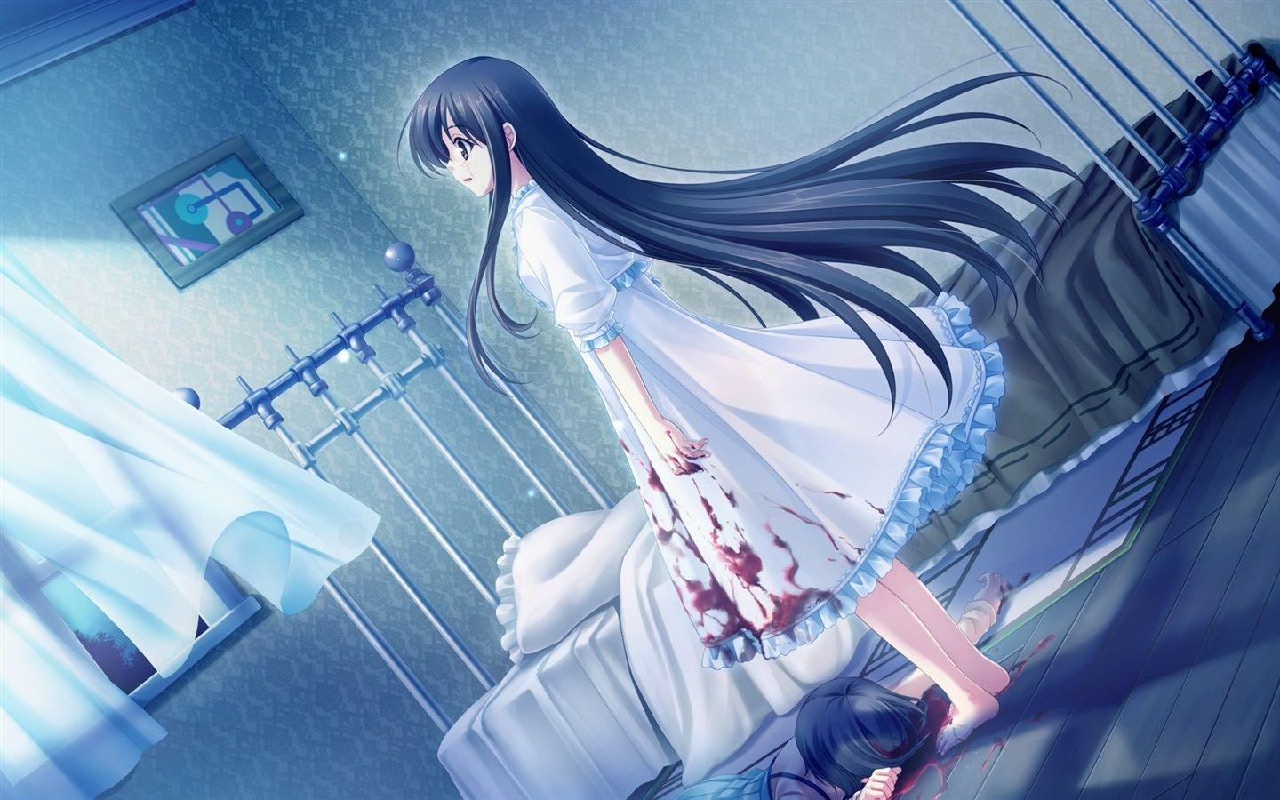 1440x900 Wallpaper Blue hair anime girl, room, blood 1680x1050 HD Picture, Image