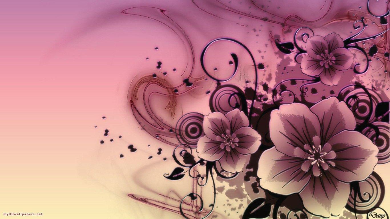 1366x768 Cool Abstract Flowers Desktop Background free download 1