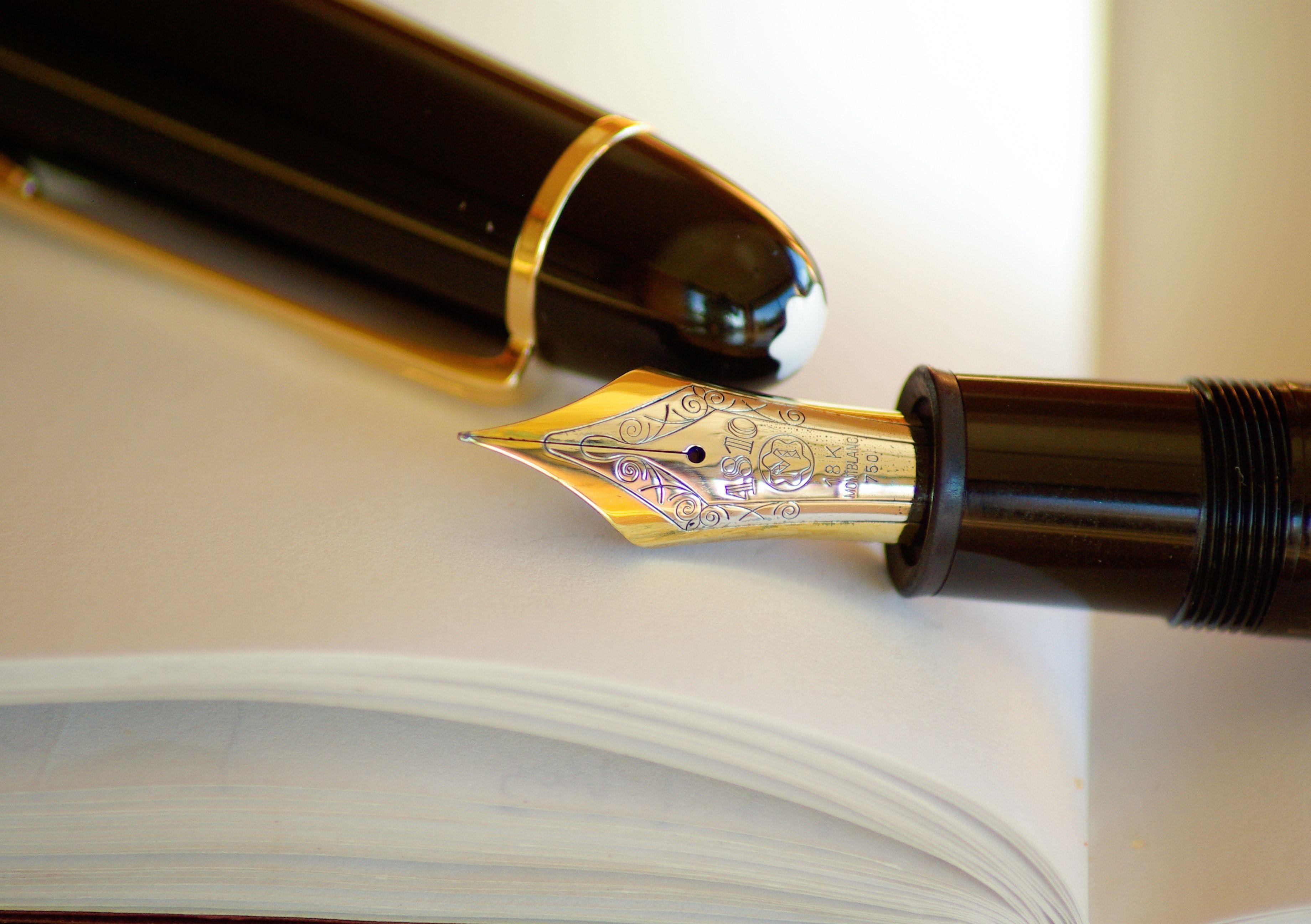 3679x2592 Gold and Silver Nib Black Holder Pen · Free