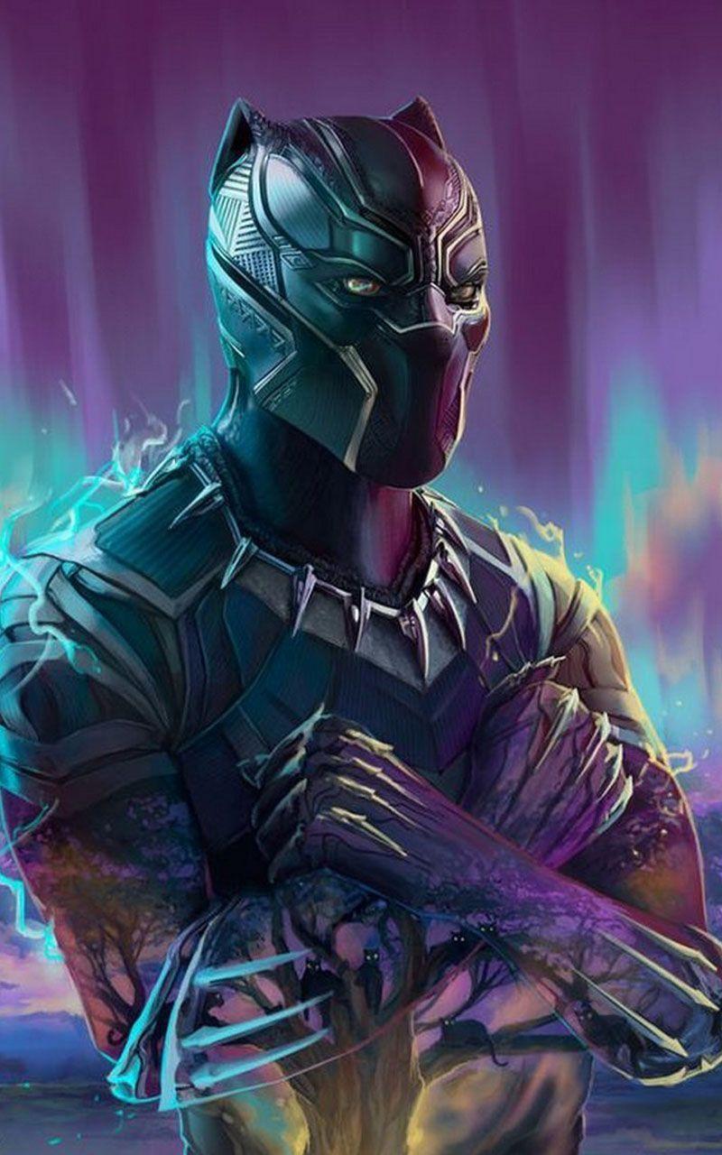 800x1280 Neon Black Panther Marvel Wallpaper .