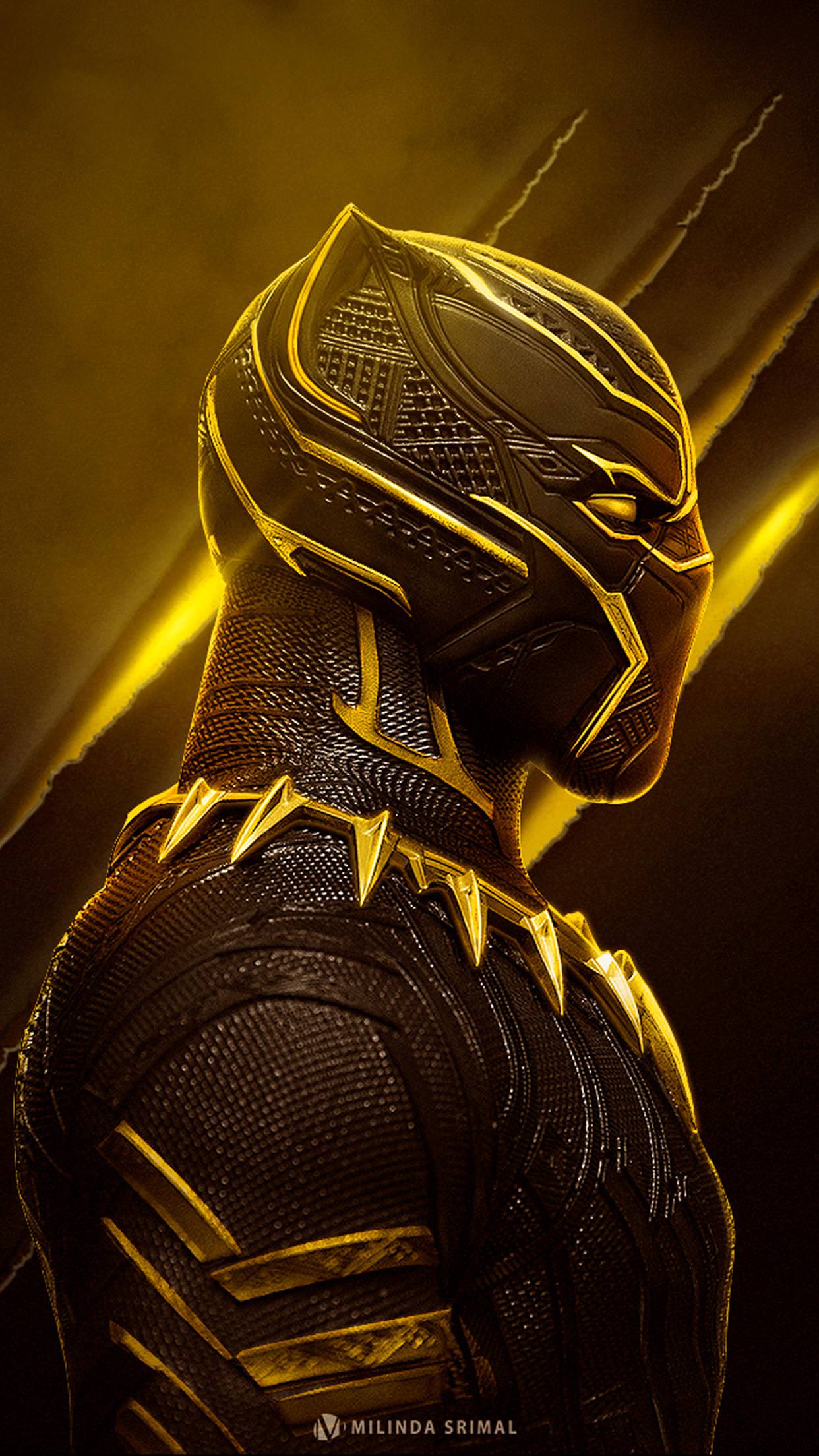 1242x2208 Black Panther Gold Wallpaper