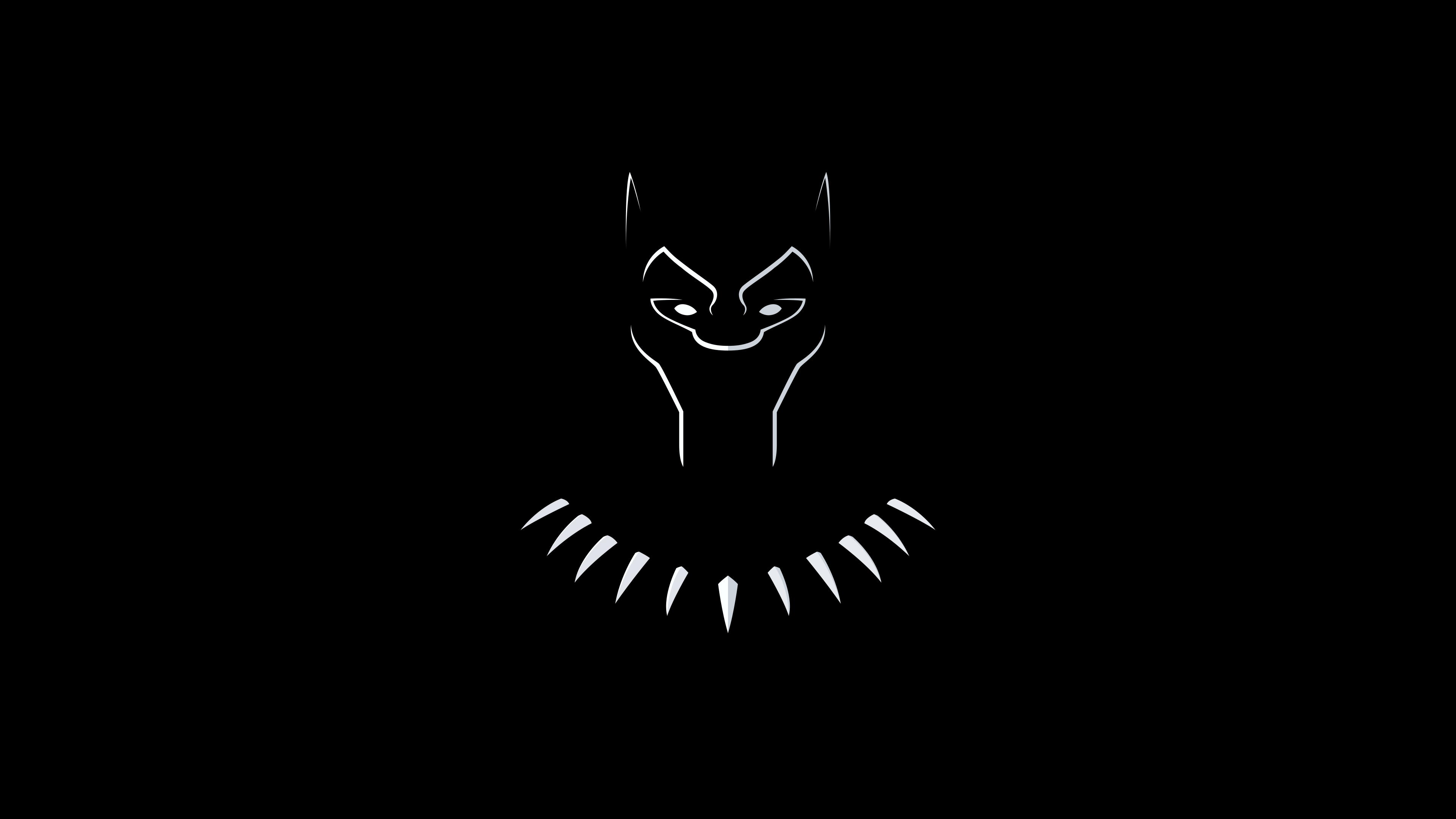 3840x2160 Black Panther Wallpaper 4K, Minimal Art, Black Background, Black Dark