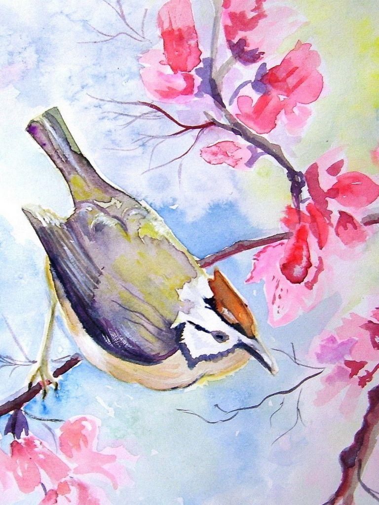 768x1024 Free download bird tree watercolor flowers blossoms wallpaper background [1920x1200] for your Desktop, Mobile & Tablet. Explore Floral Watercolor Wallpaper. Floral Wallpaper, Floral Wallpaper for Walls, Watercolor Wallpaper for Walls