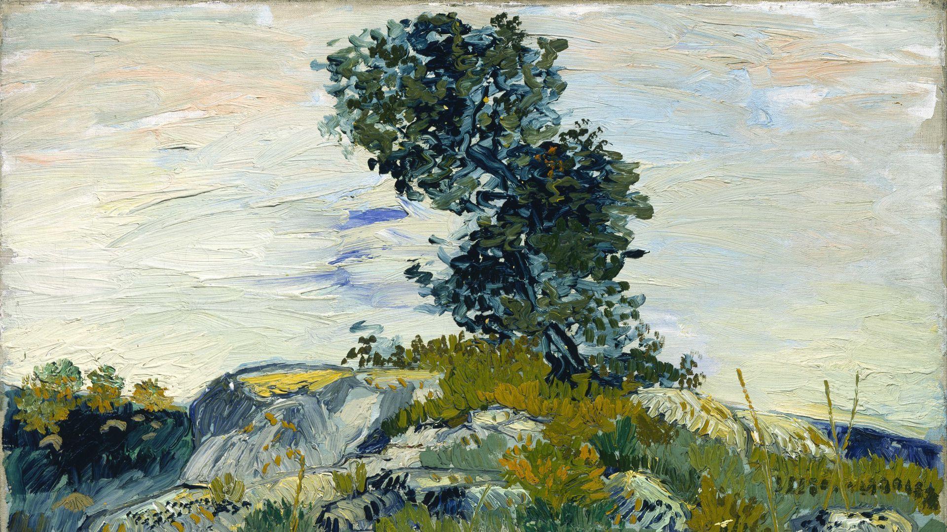 1920x1080 Download wallpaper 1920x1080 vincent van gogh, rocks with oak tree, the rocks, landscape, canvas, oil full hd, hdtv, fhd, 1080p HD background