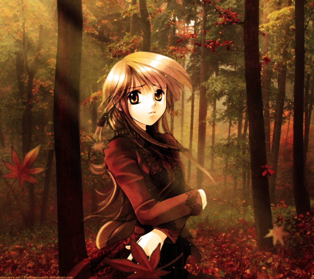 1080x960 Anime Girl Autumn wallpaper