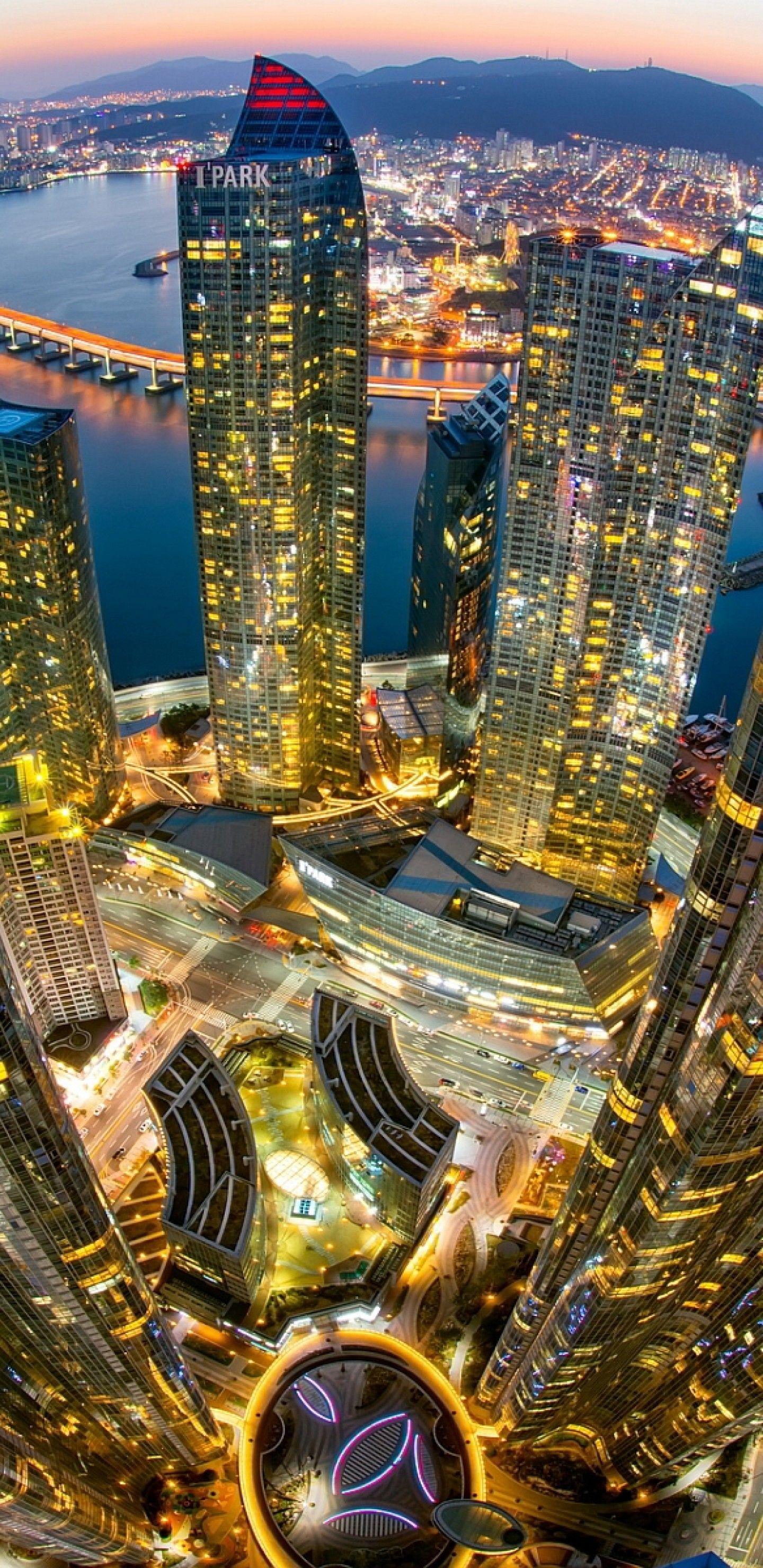 1440x2960 Download 1440x2960 South Korea, Haeundae, Skyscrapers, River, Bridge