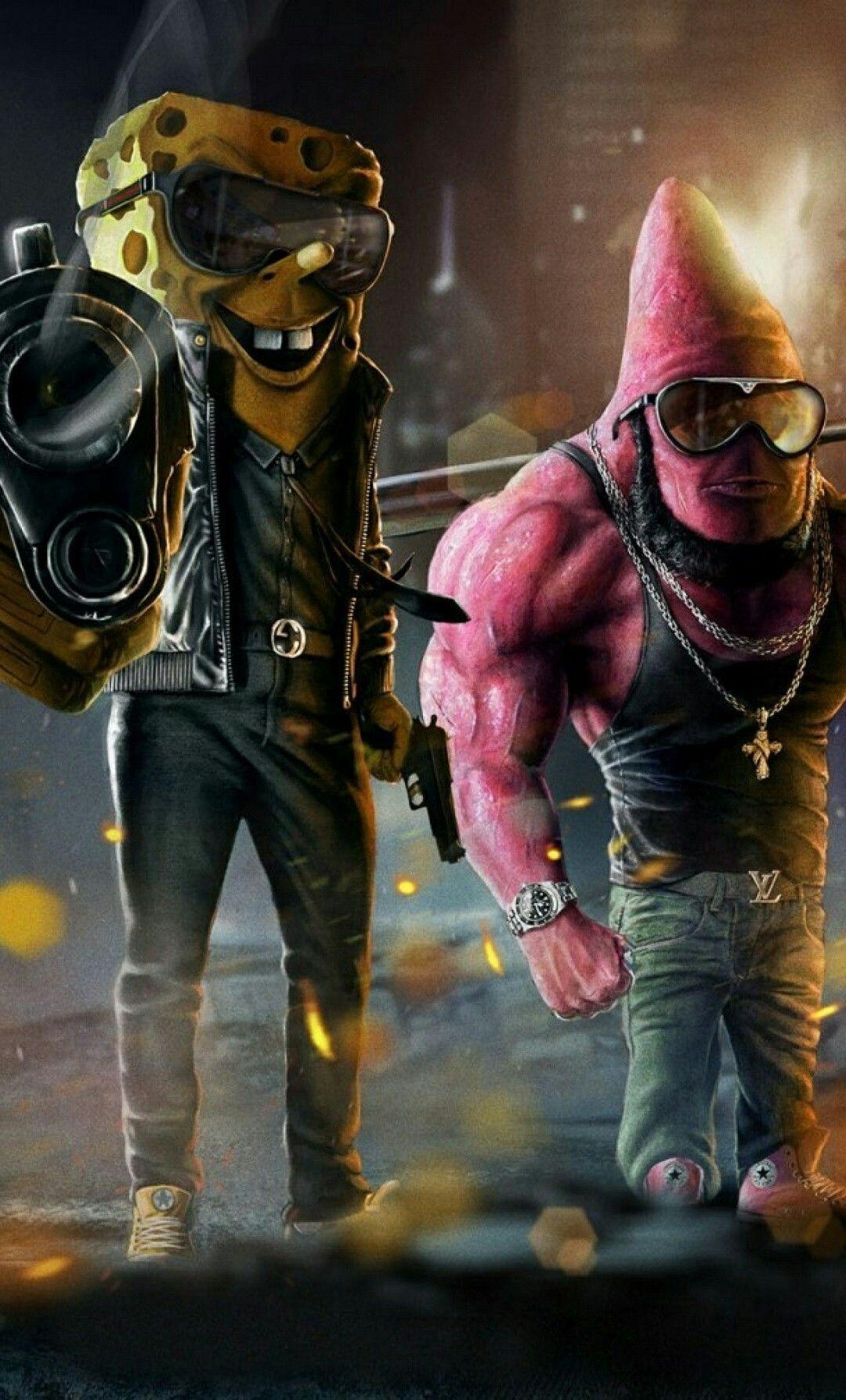 1080x1786 Gangster Spongebob HD Wallpaper