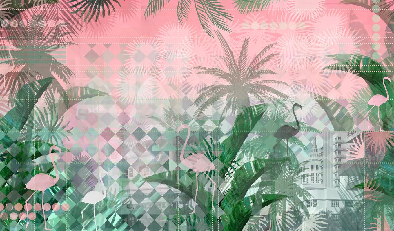 1359x800 Miami Deco wallpaper designed