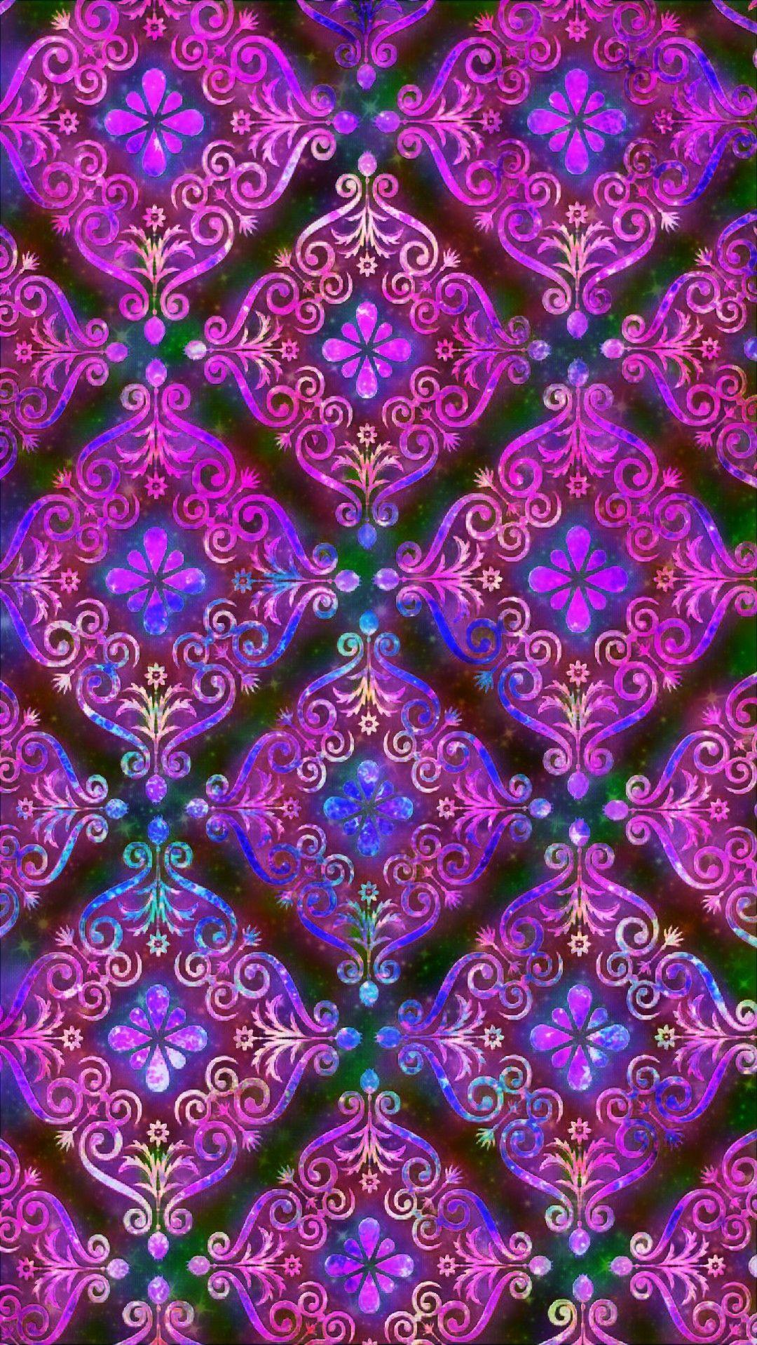 1080x1917 Floral Damask Galaxy, made by me #patterns #purple #glitter #sparkles #galaxy #wallpaper #background #. Pretty wallpaper, Pattern wallpaper, Colorful wallpaper