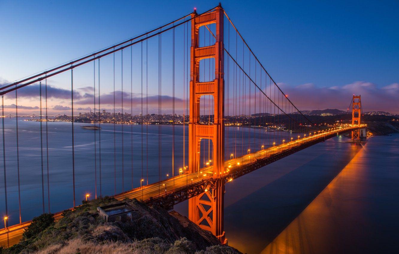 1332x850 Wallpaper the city, lights, Bridge, excerpt, CA, San Francisco, Golden gate, USA, USA, Golden Gate Bridge, San Francisco, California, San Francisco, nicer image for desktop, section город
