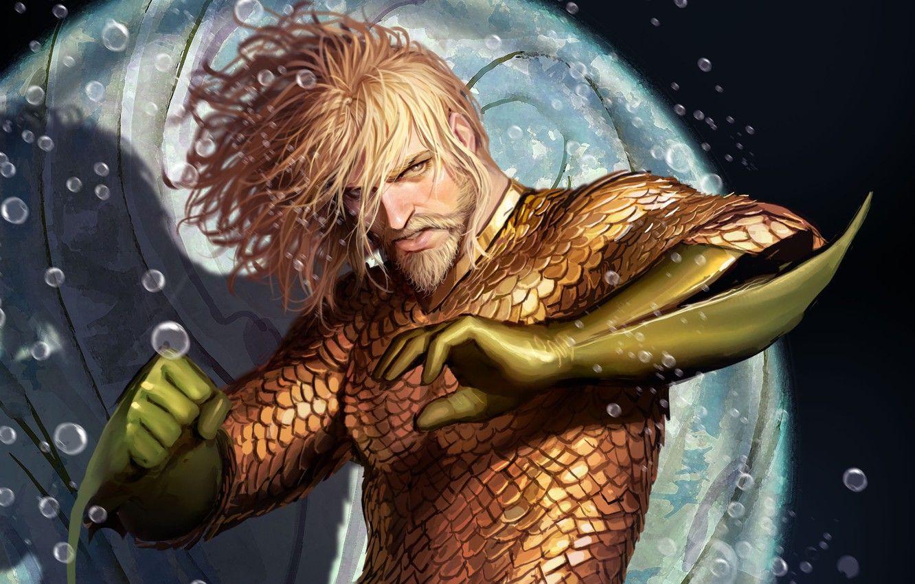 1332x850 Wallpaper Water, Figure, Hair, Costume, Hero, Comic, Beard, Superhero, Hero, Water, Blonde, DC Comics, Hair, Aquaman, Blond, Beard image for desktop, section фантастика