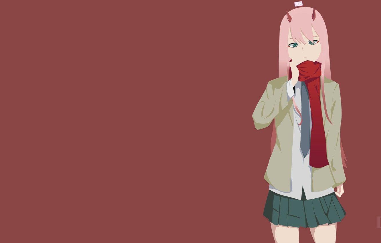 1332x850 Wallpaper girl, minimalism, Minimalism, Darling In The Frankxx, Cute in France, Zero Two image for desktop, section сёнэн