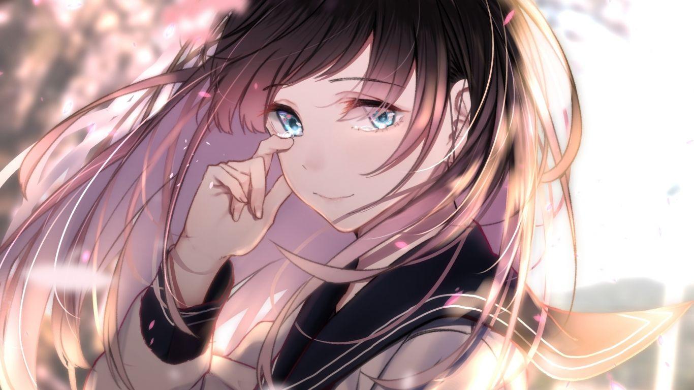 1366x768 Download 1366x768 wallpaper cute, anime girl, school dress, original, tablet, laptop, 1366x768 HD image, background, 21209