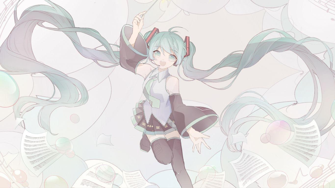 1366x768 Download Cute, anime girl, vocaloid, hatsune miku wallpaper, 1366x Tablet, laptop