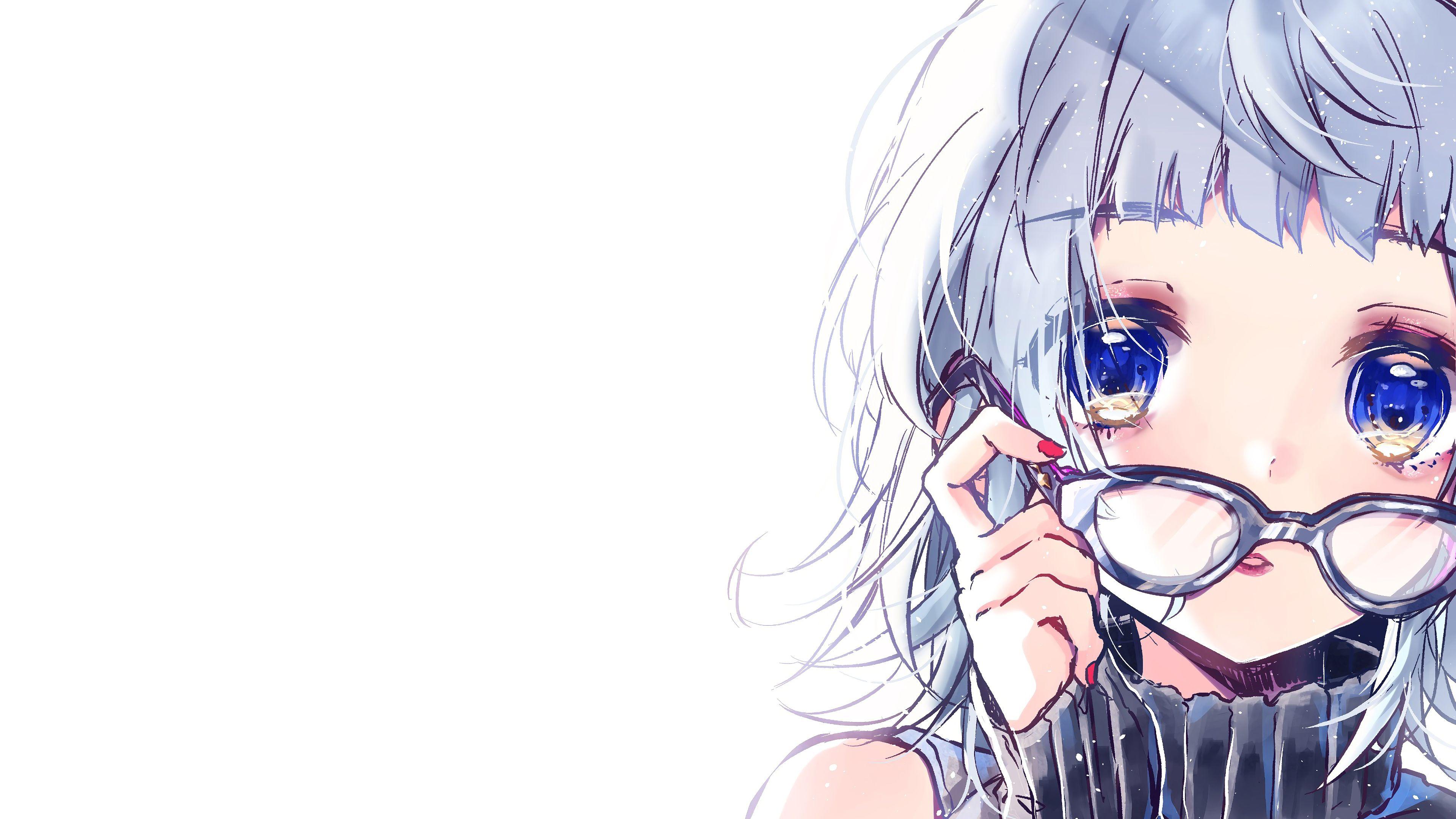 3840x2160 Cute Anime Girl with Sunglasses 4K Wallpaper