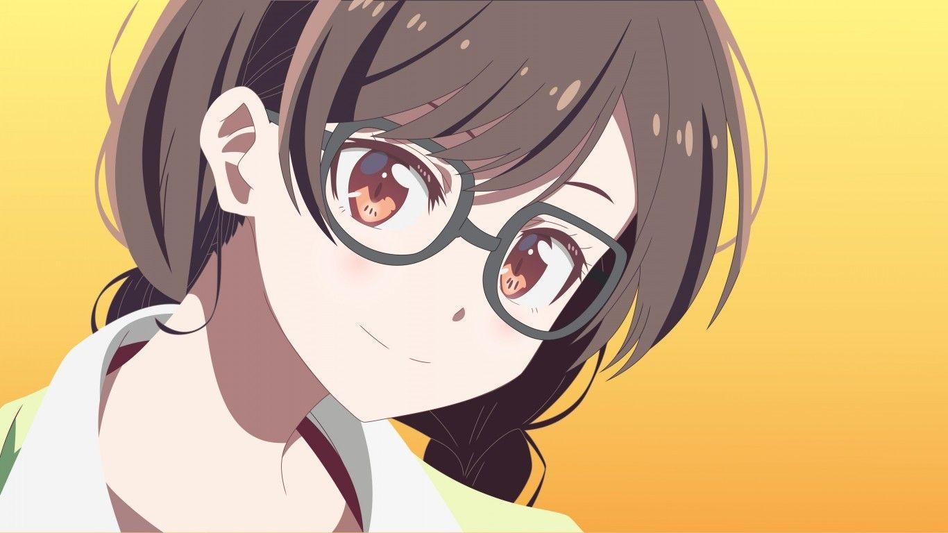 1366x768 Download 1366x768 Mizuhara Chizuru, Kanojo Okarishimasu, Megane, Smiling, Brown Hair, Cute Anime Girl Wallpaper for Laptop, Notebook