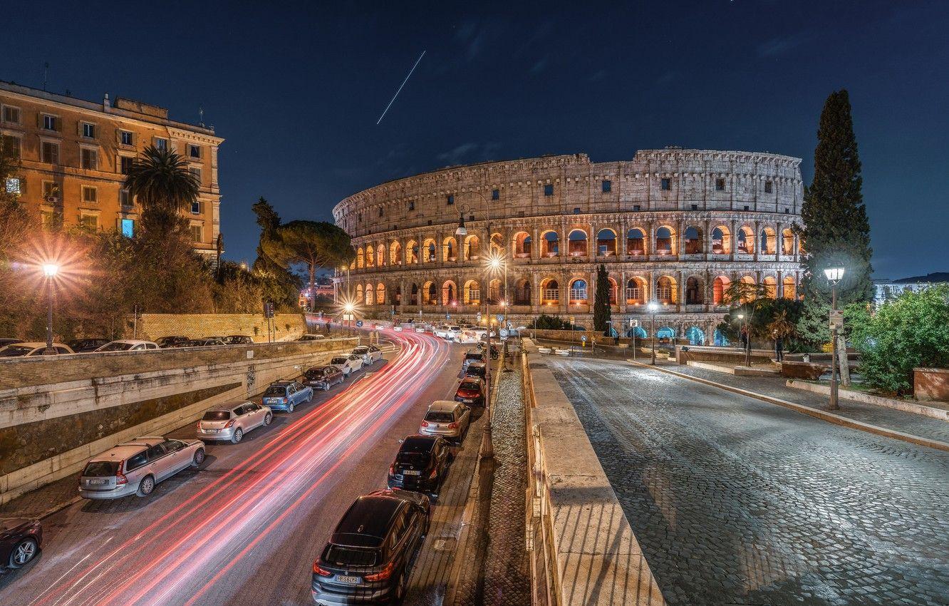 1332x850 Wallpaper road, machine, night, Rome, Italy, The Vatican image for desktop, section город
