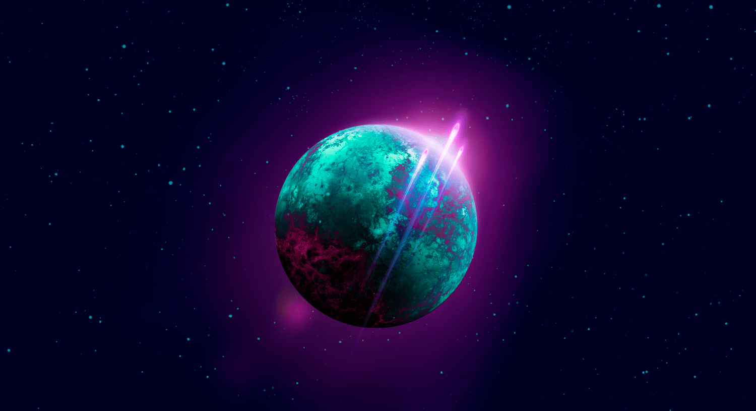 1500x815 Download 1500x815 Planet, Stars, Purple Light, Sci Fi Wallpaper
