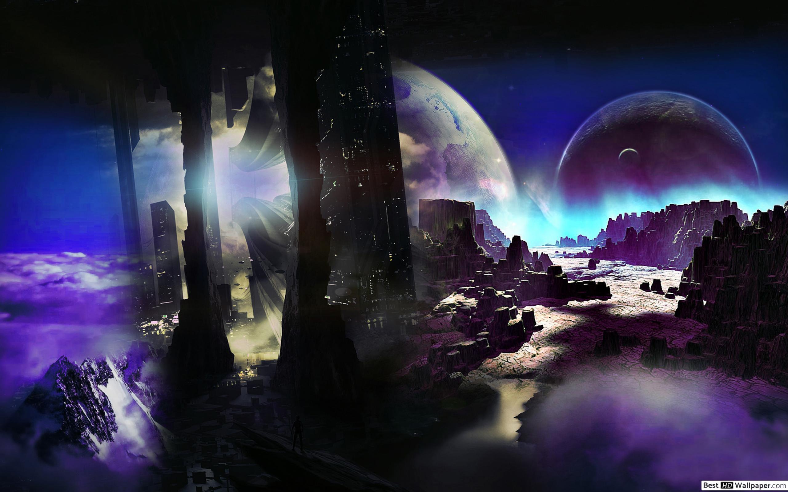 2560x1600 Sci Fi Landscape Purple HD Wallpaper Download